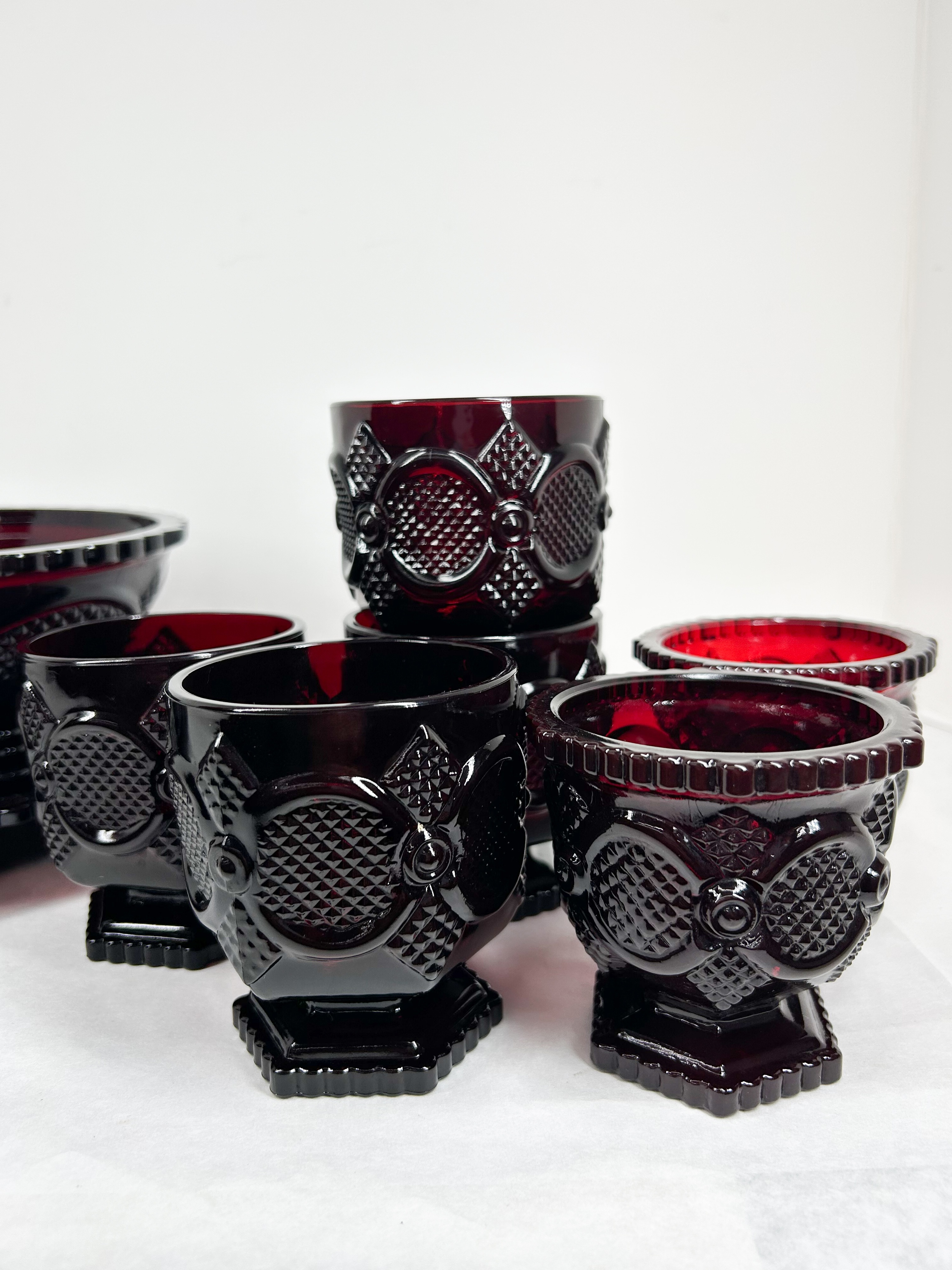 AVON RUBY PRESSED GLASS COLLECTION, C. 1975