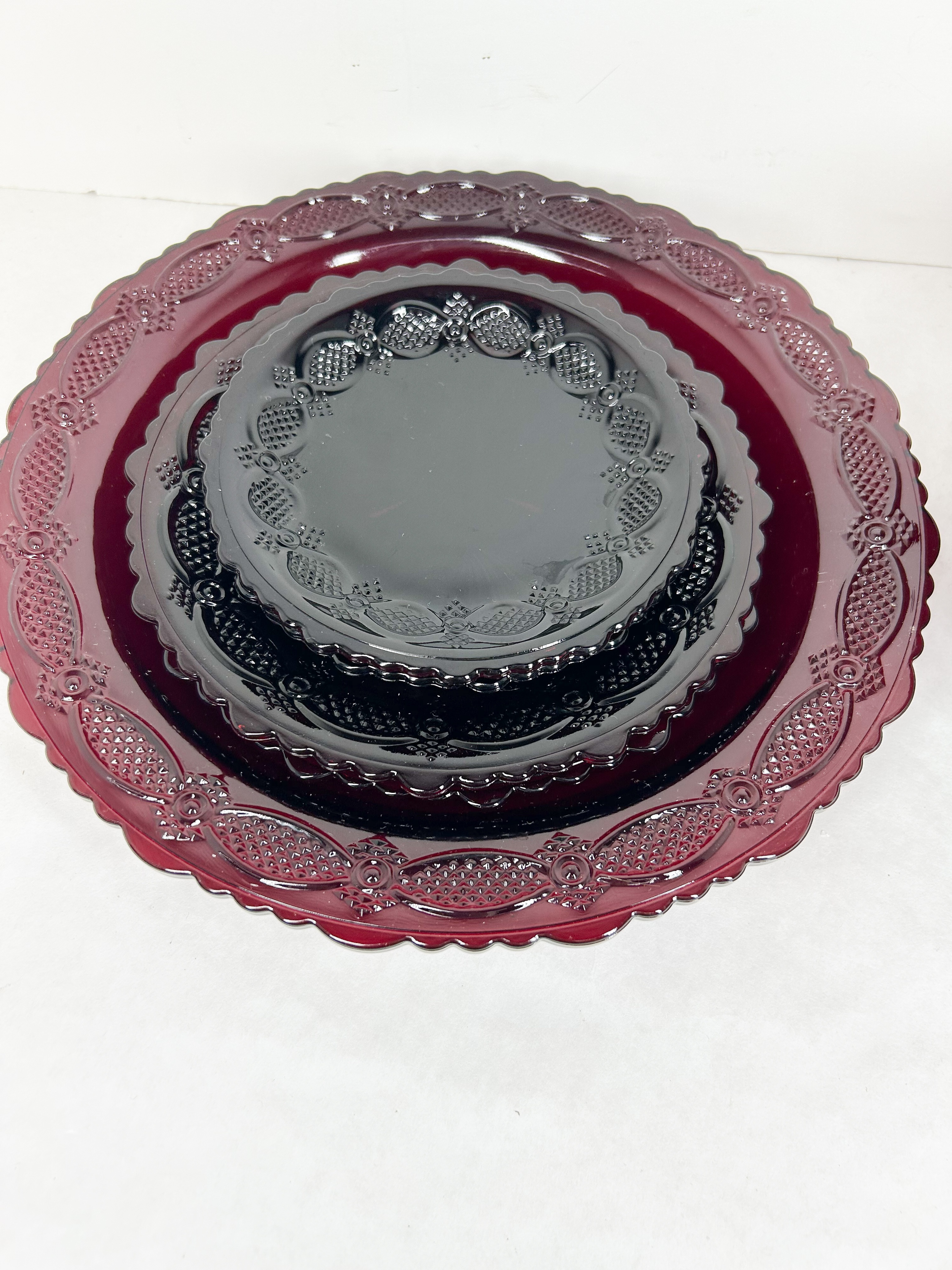 AVON RUBY PRESSED GLASS COLLECTION, C. 1975