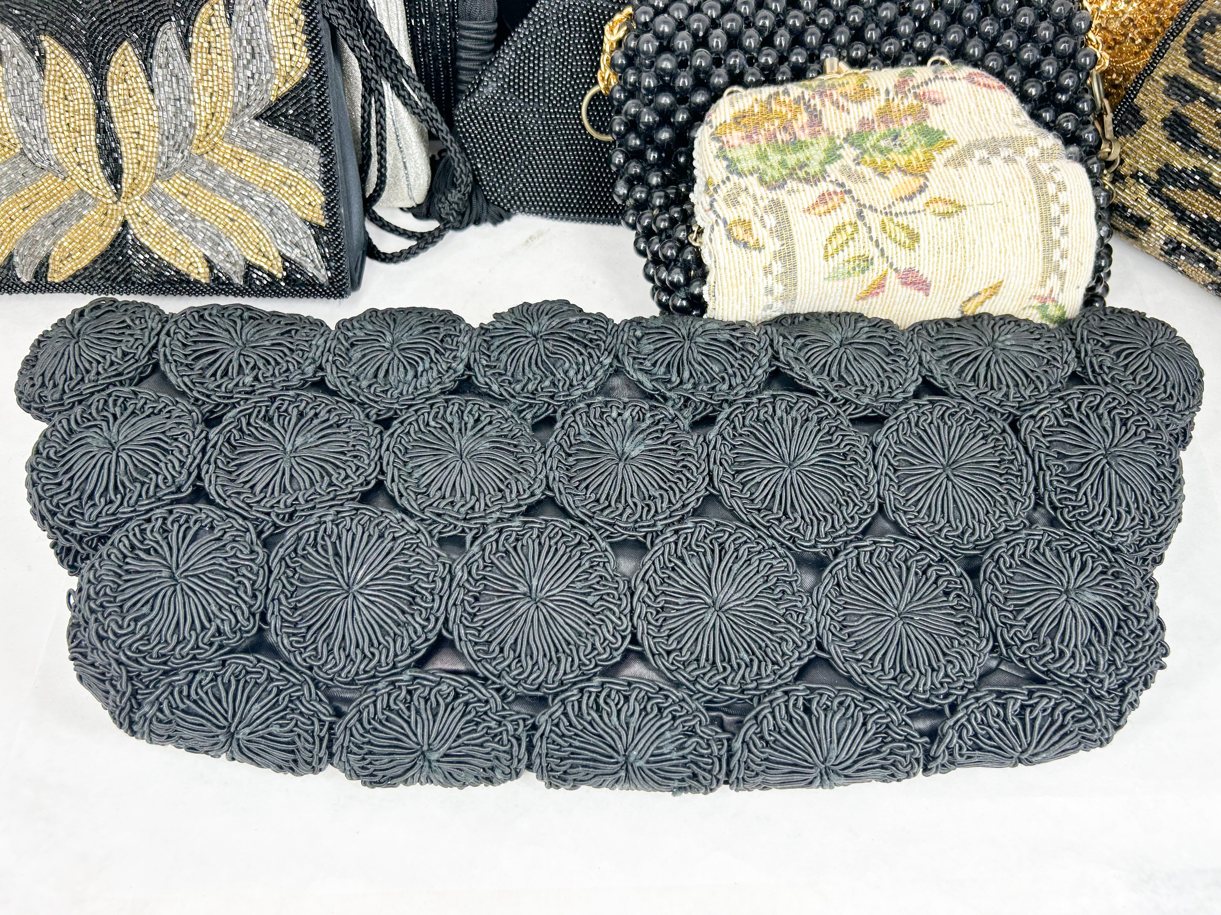 VINTAGE BEADED EVENING BAGS AND FANS