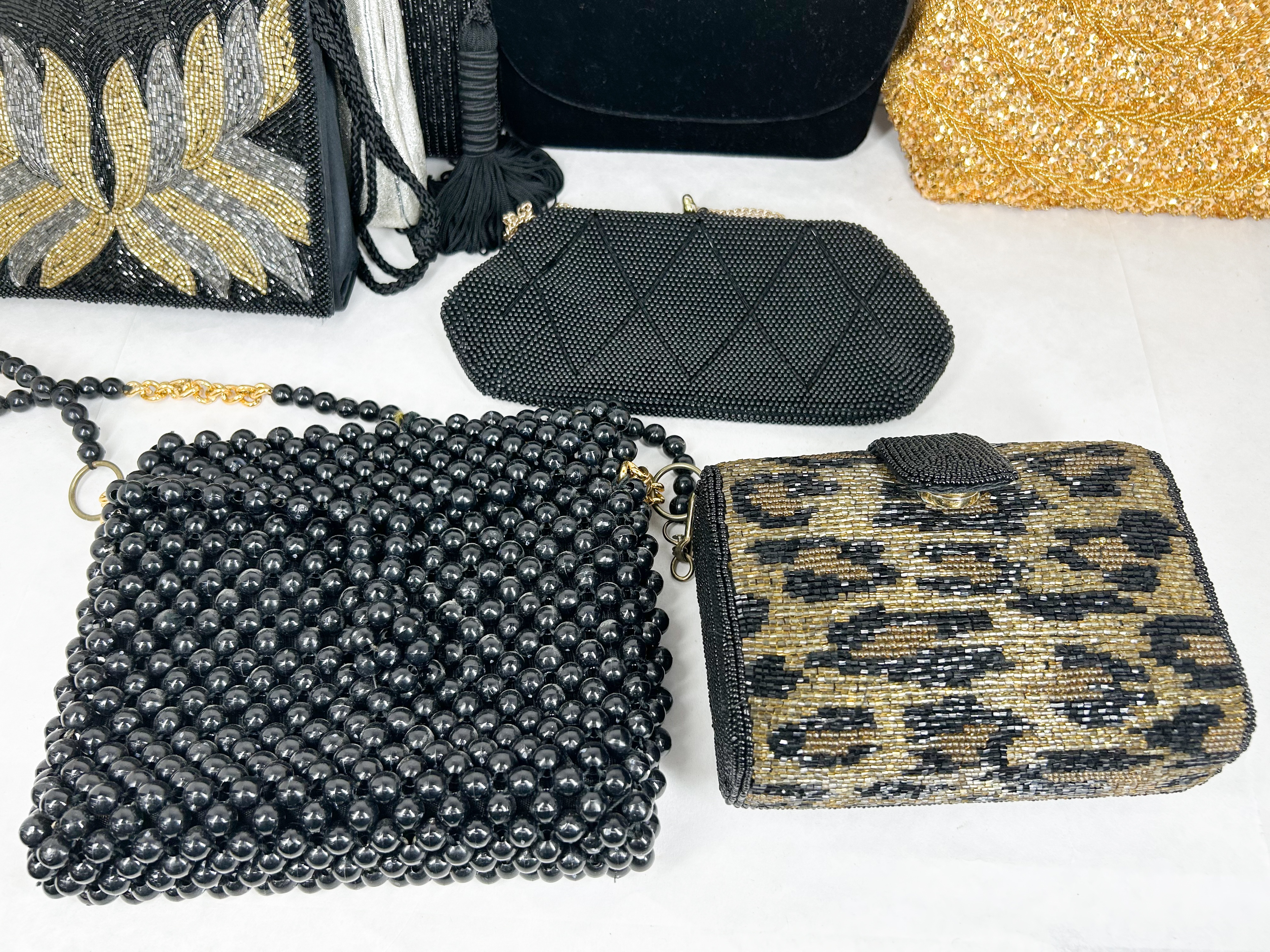 VINTAGE BEADED EVENING BAGS AND FANS