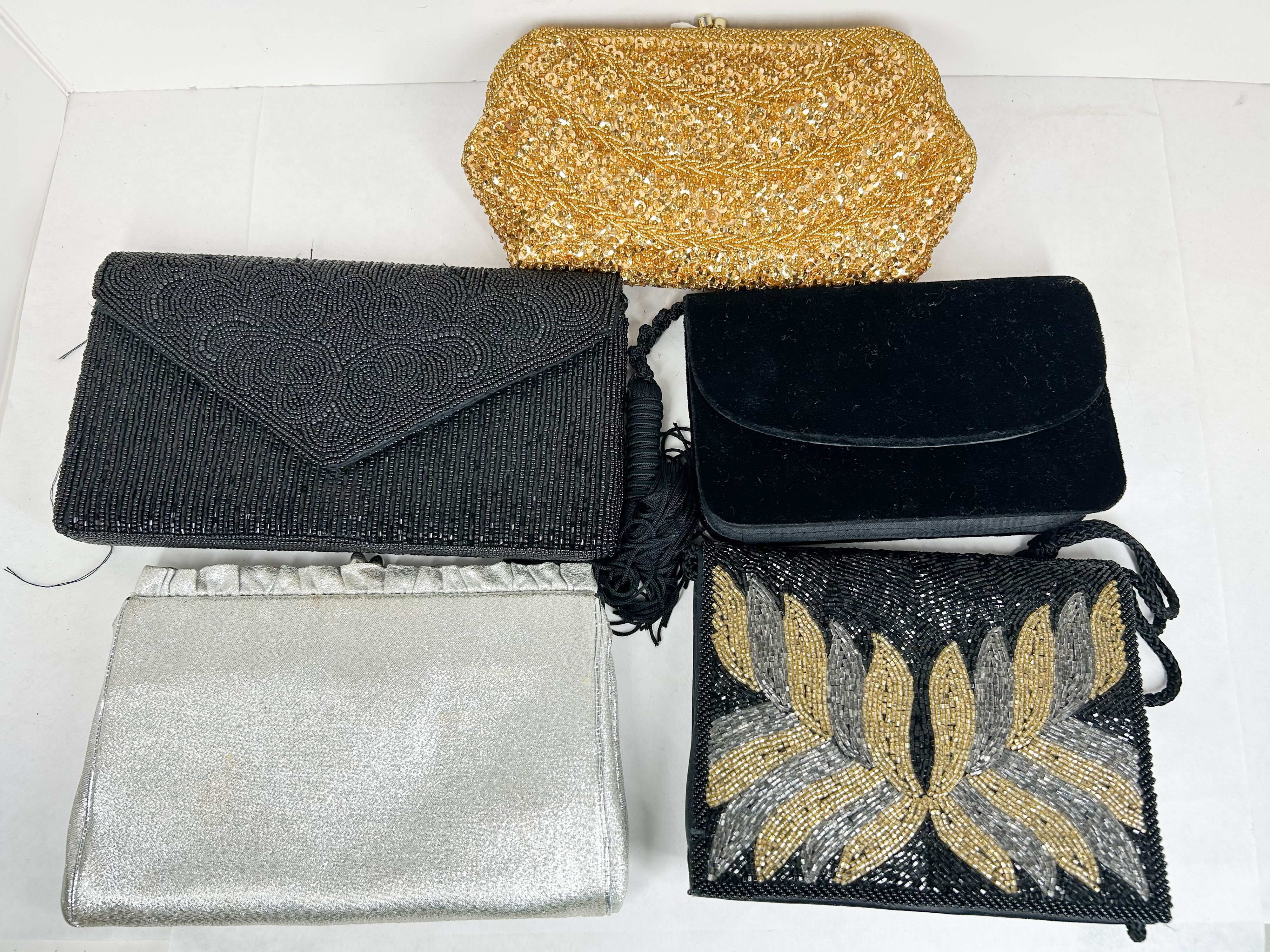 VINTAGE BEADED EVENING BAGS AND FANS