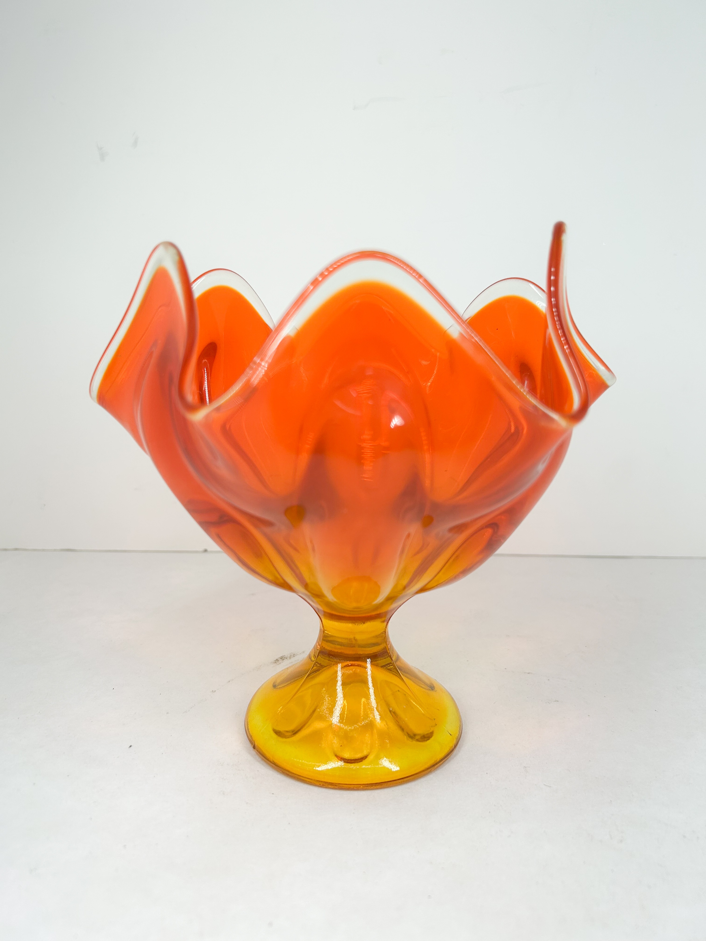 MCM AMBERINA CASED GLASS PEDESTAL BOWL