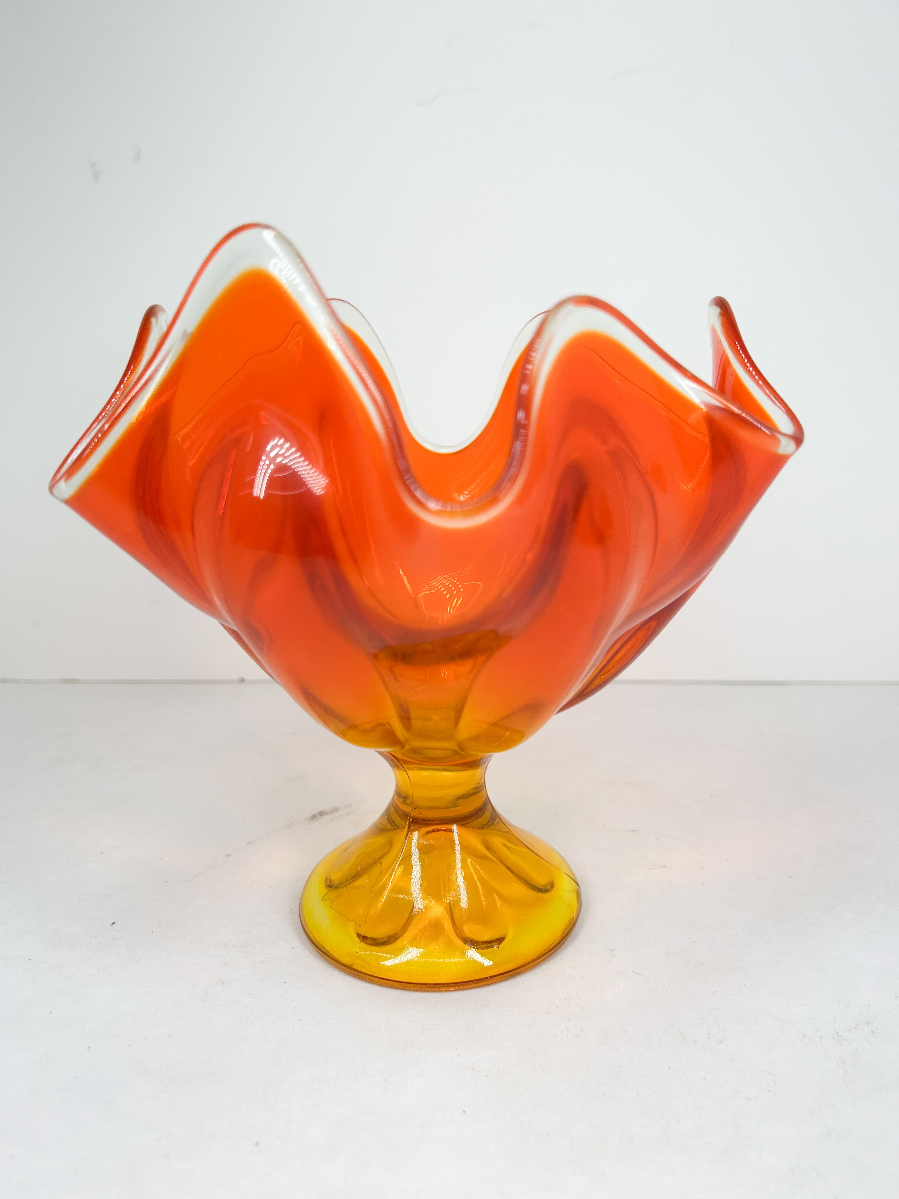 MCM AMBERINA CASED GLASS PEDESTAL BOWL