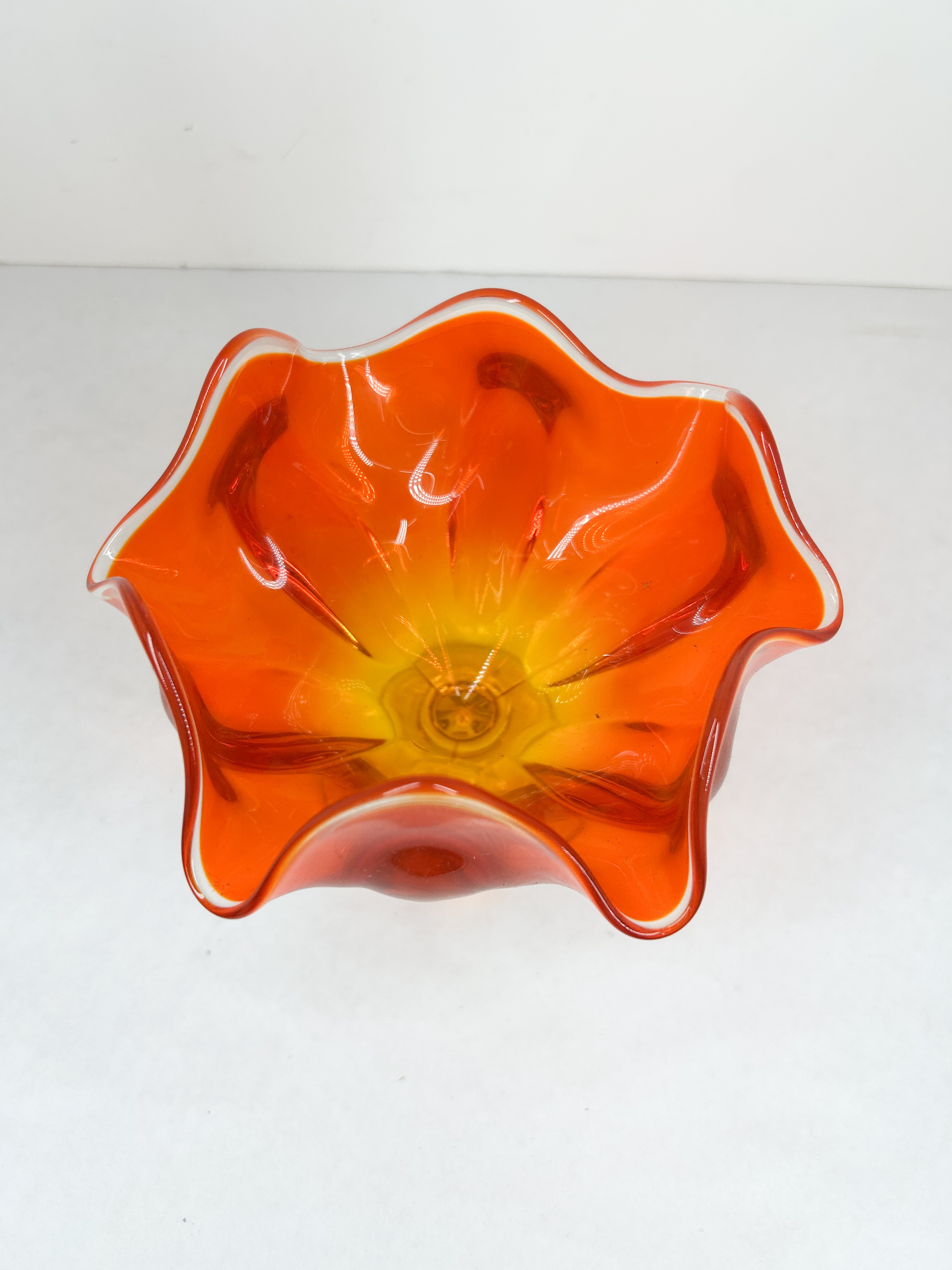MCM AMBERINA CASED GLASS PEDESTAL BOWL