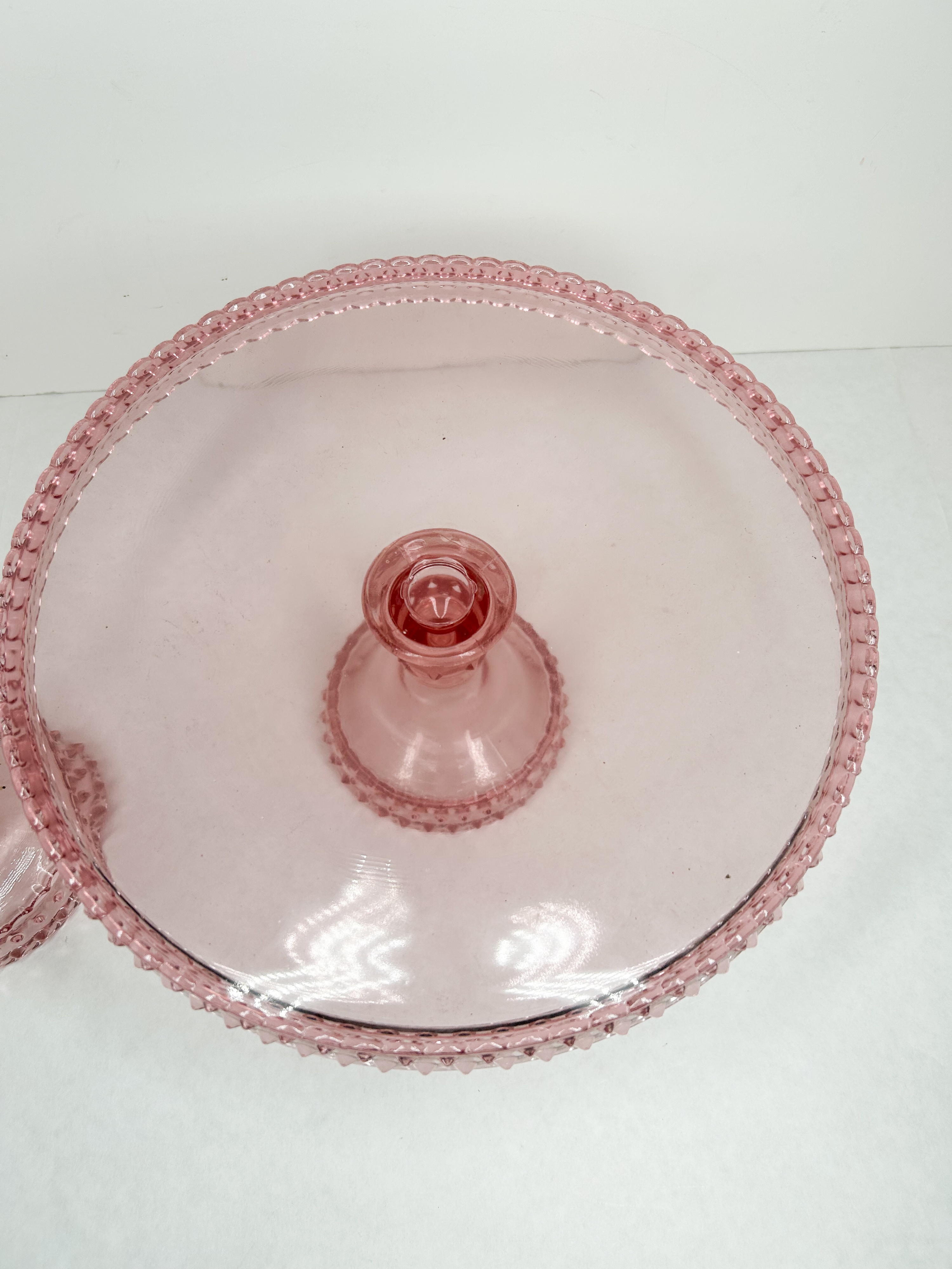 PINK HOBNAIL GLASS CAKE SET