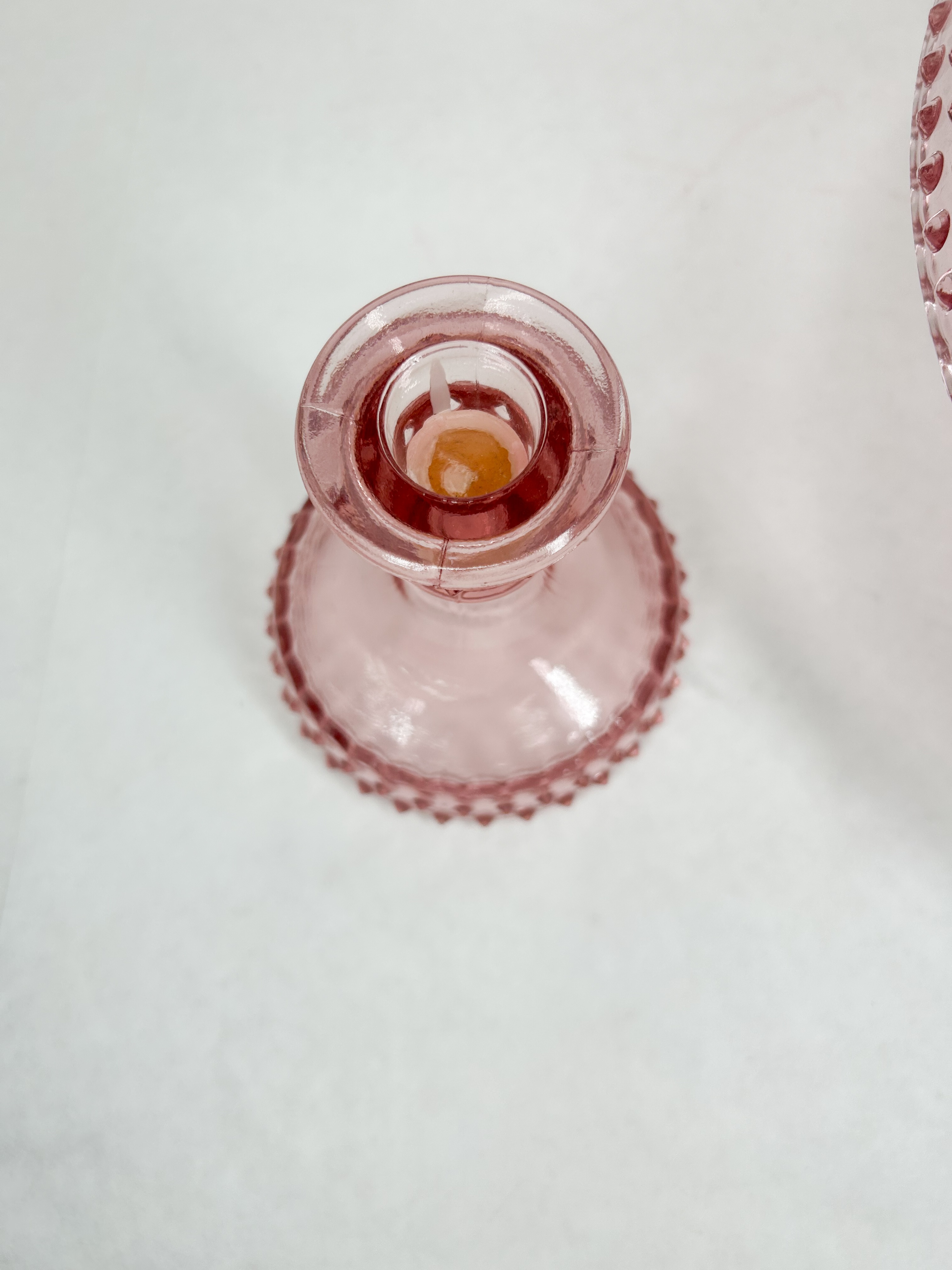 PINK HOBNAIL GLASS CAKE SET