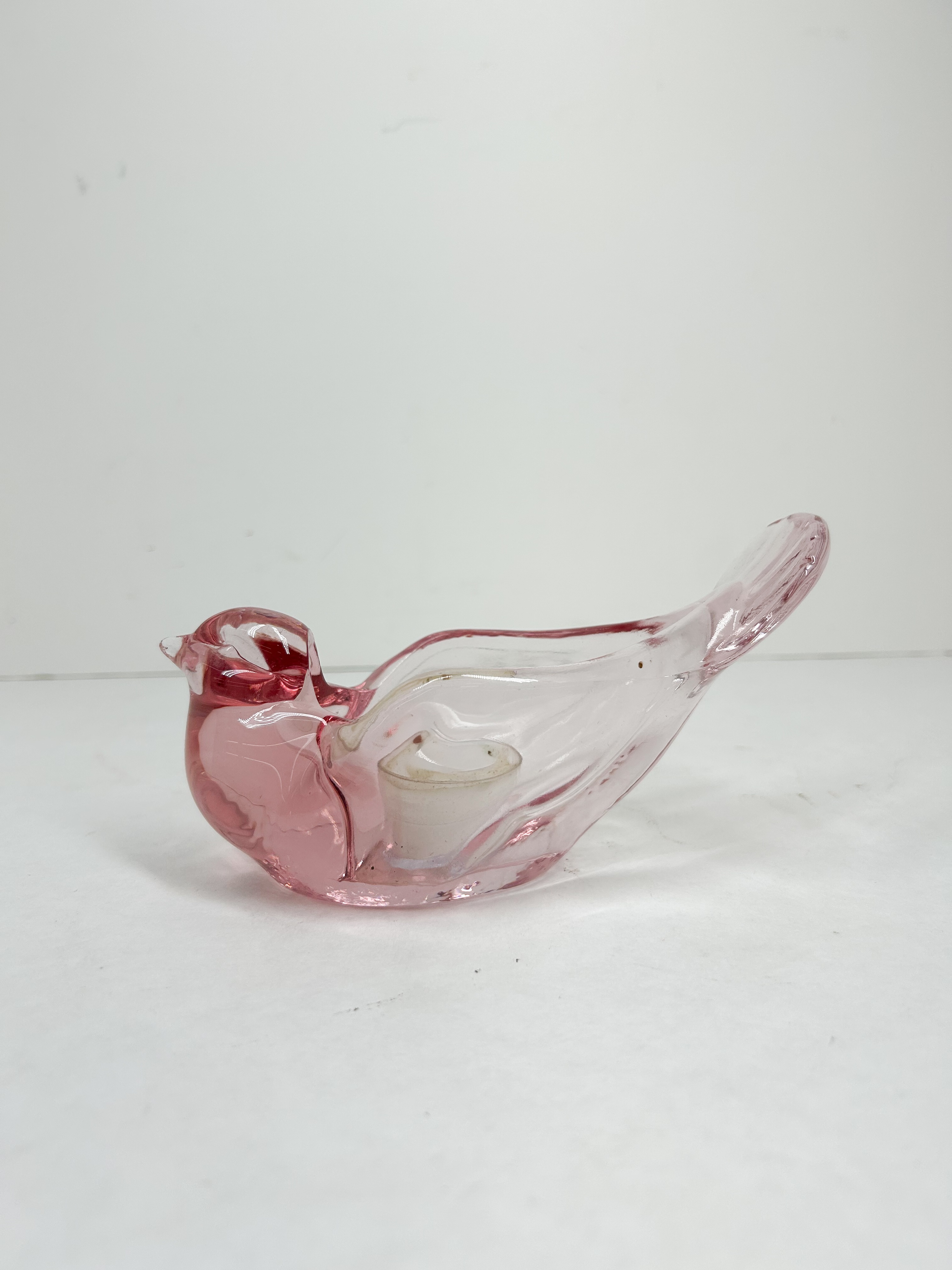 PINK GLASS BIRD VOTIVE HOLDER