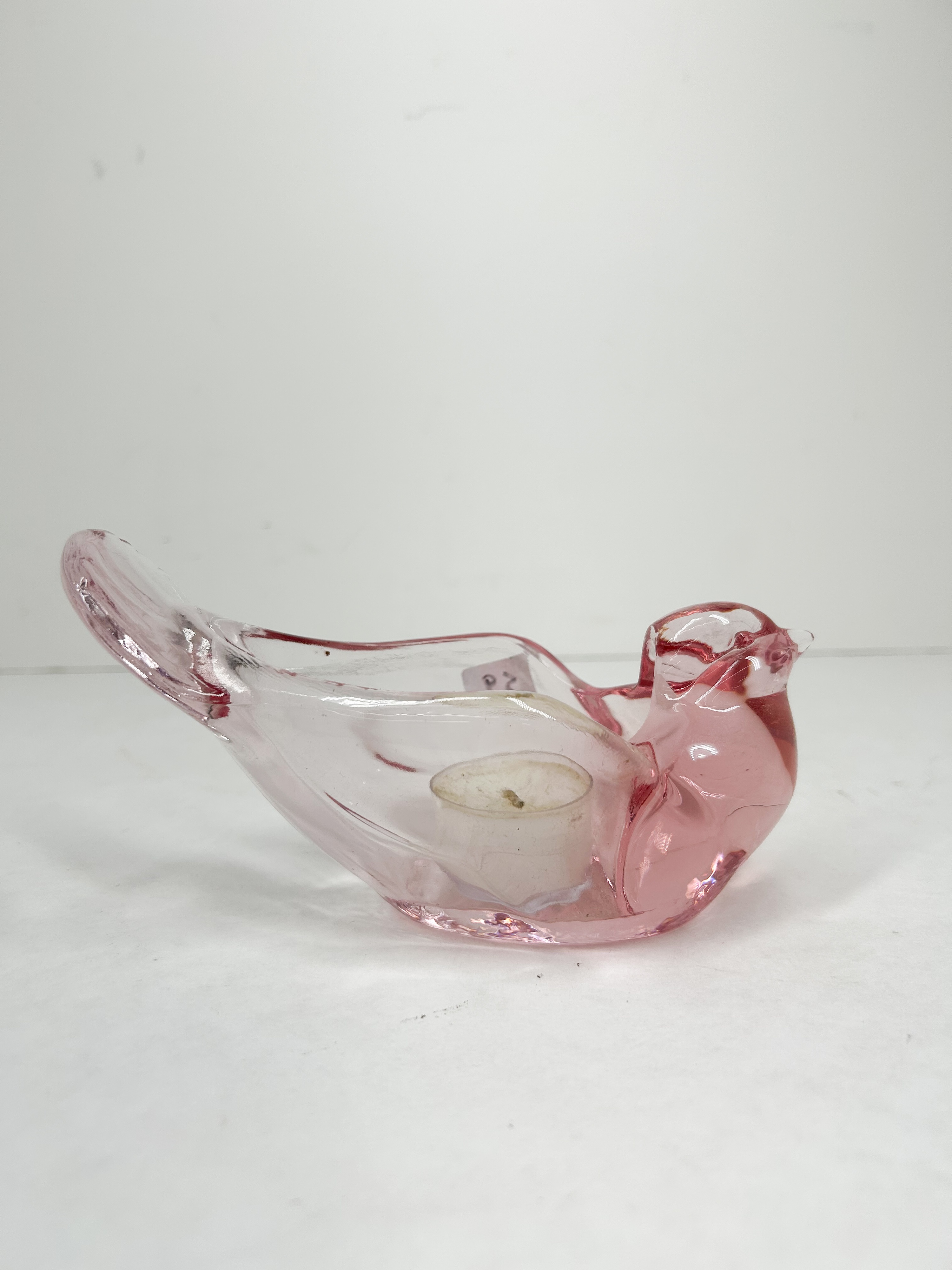 PINK GLASS BIRD VOTIVE HOLDER