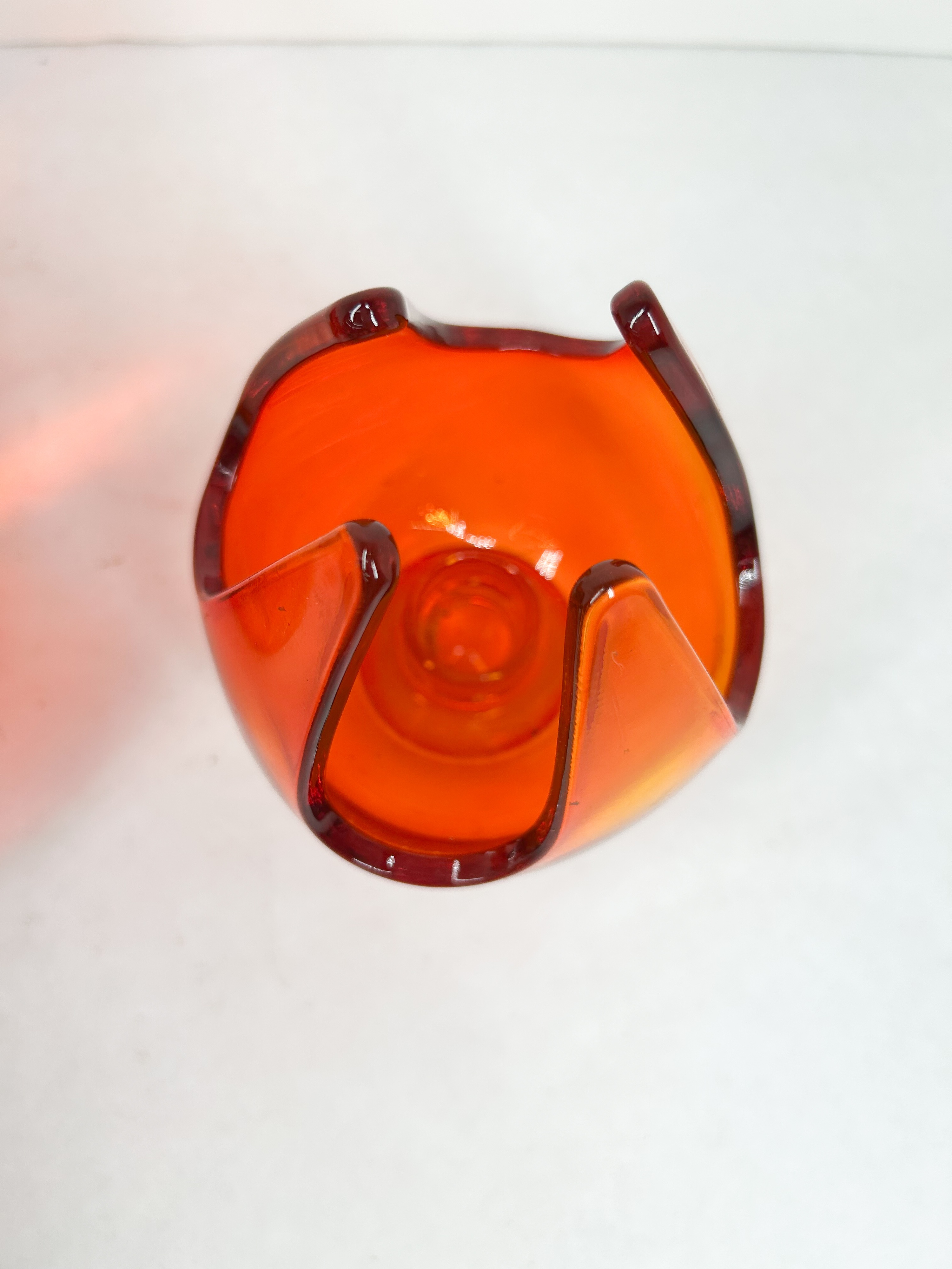 PERSIMMON ART GLASS COMPOTE AND VOTIVE