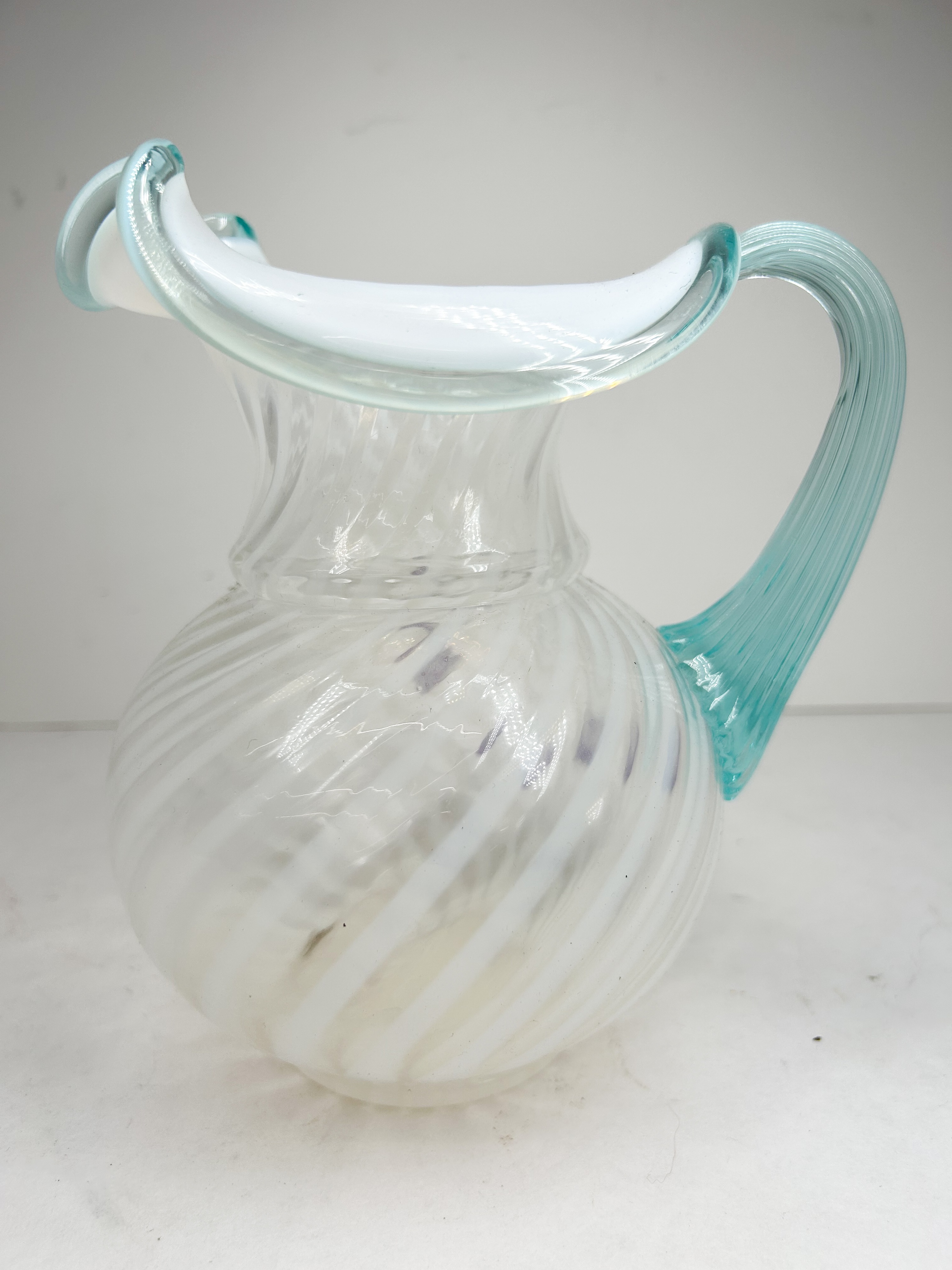 SPIRAL OPTIC ART GLASS PITCHER