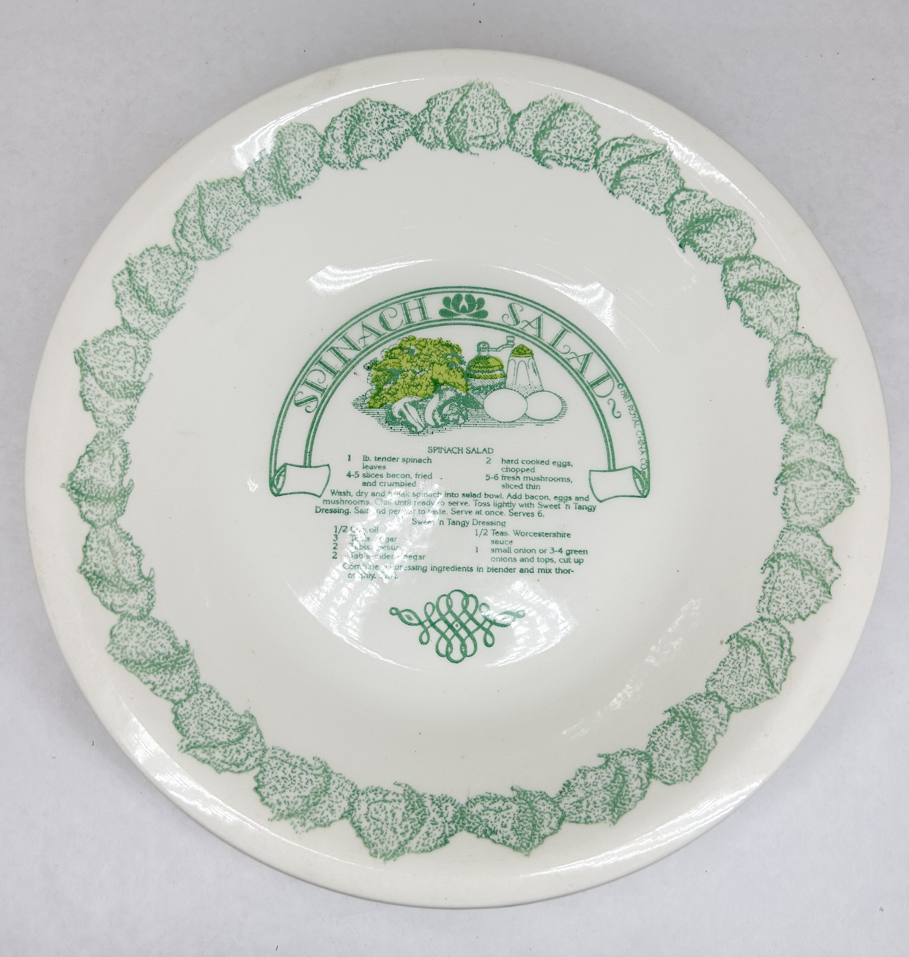 Royal China Garden Classics Spinach Salad Recipe Serving Bowl