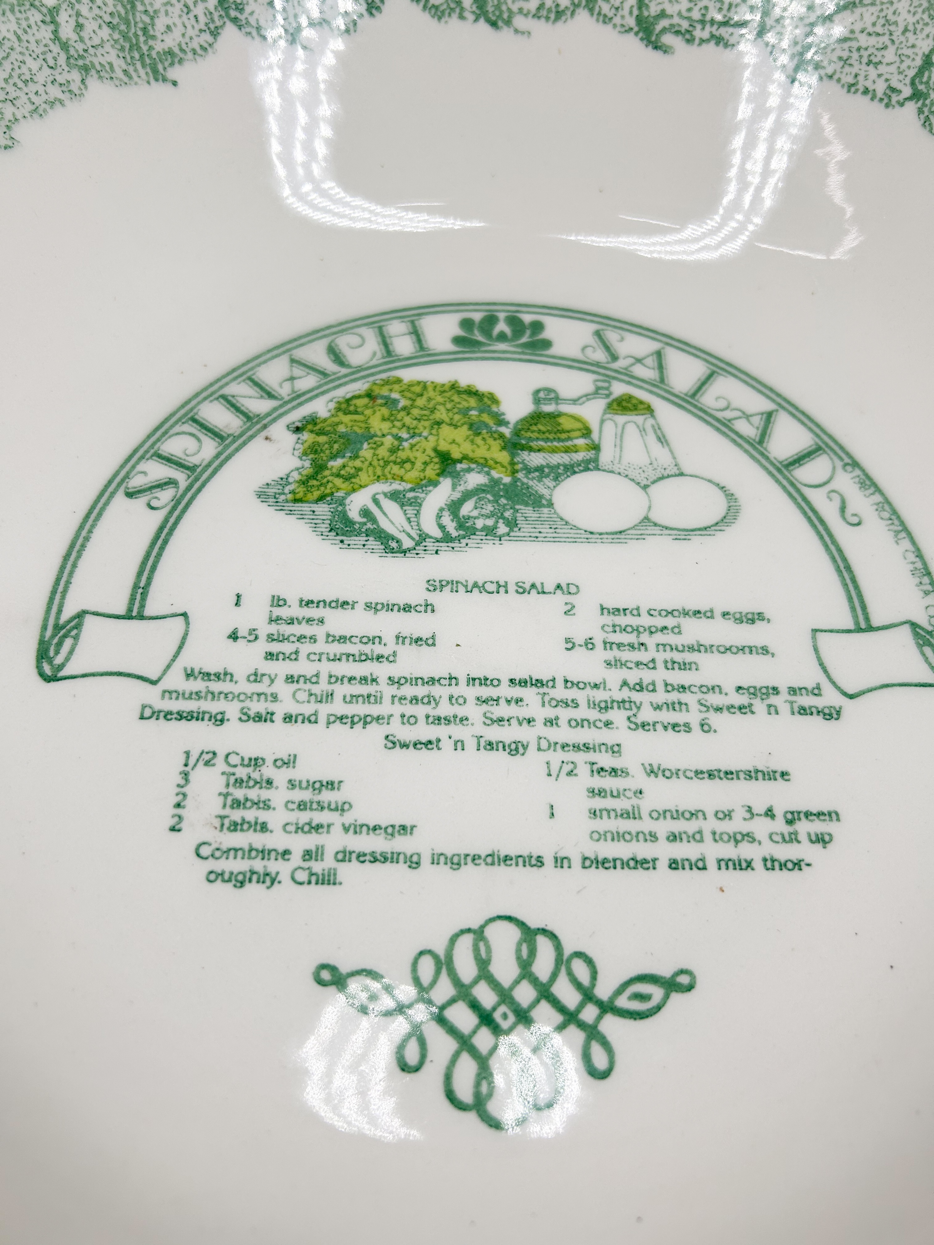 Royal China Garden Classics Spinach Salad Recipe Serving Bowl