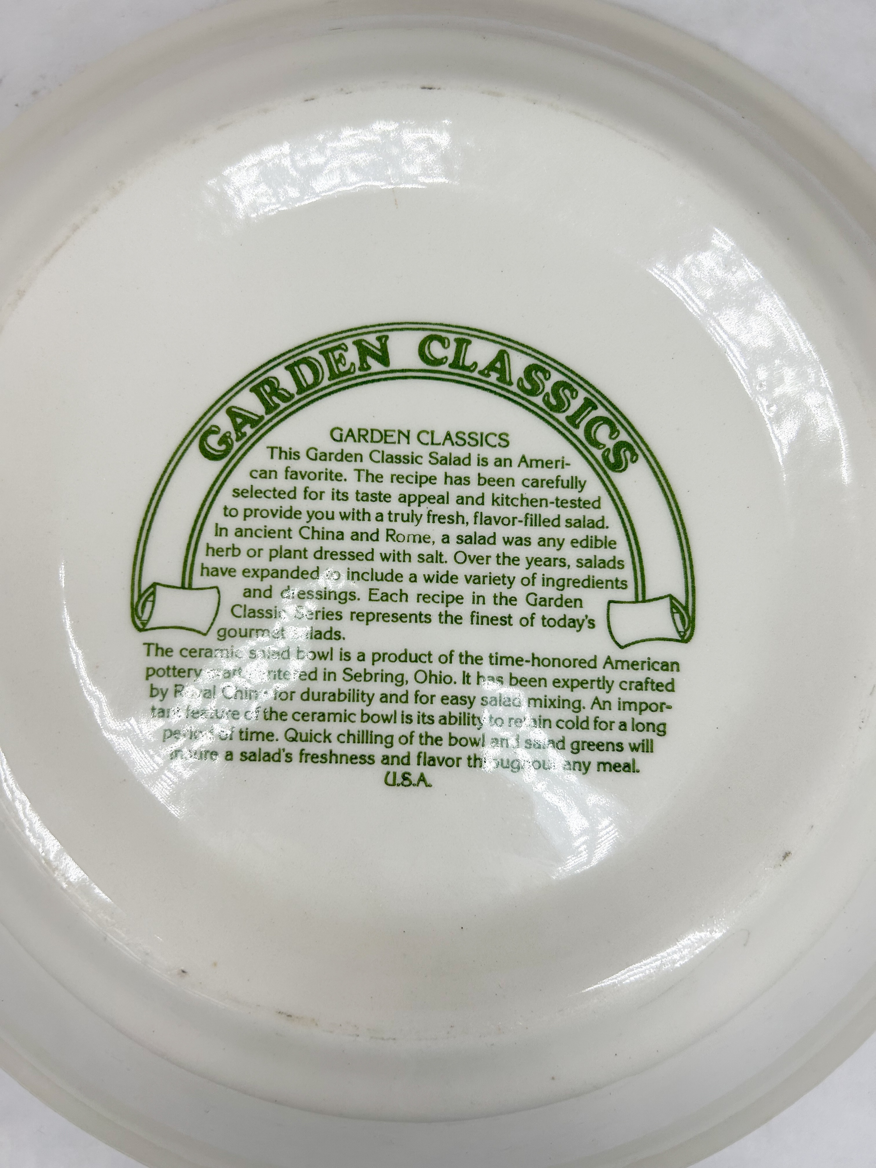 Royal China Garden Classics Spinach Salad Recipe Serving Bowl