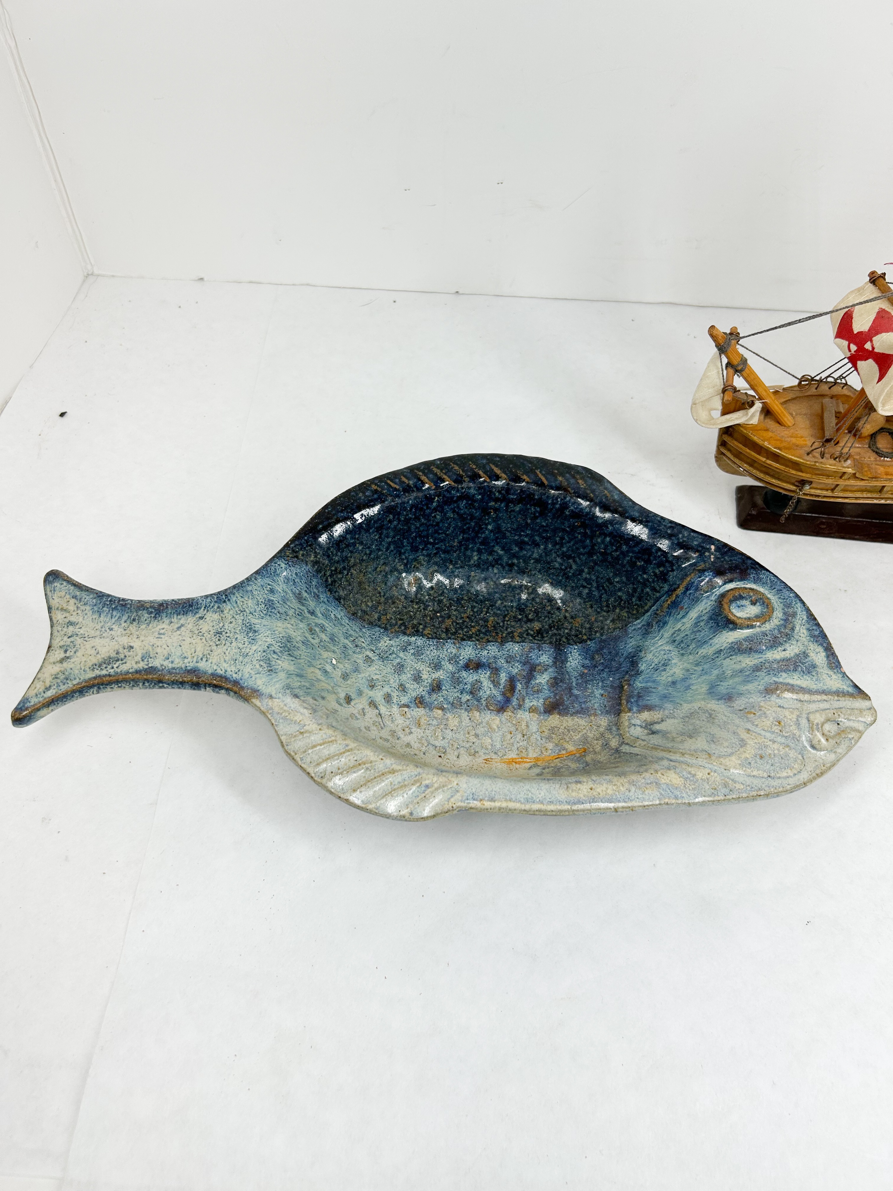 KUHA STUDIO POTTERY DISH AND MODEL SHIP