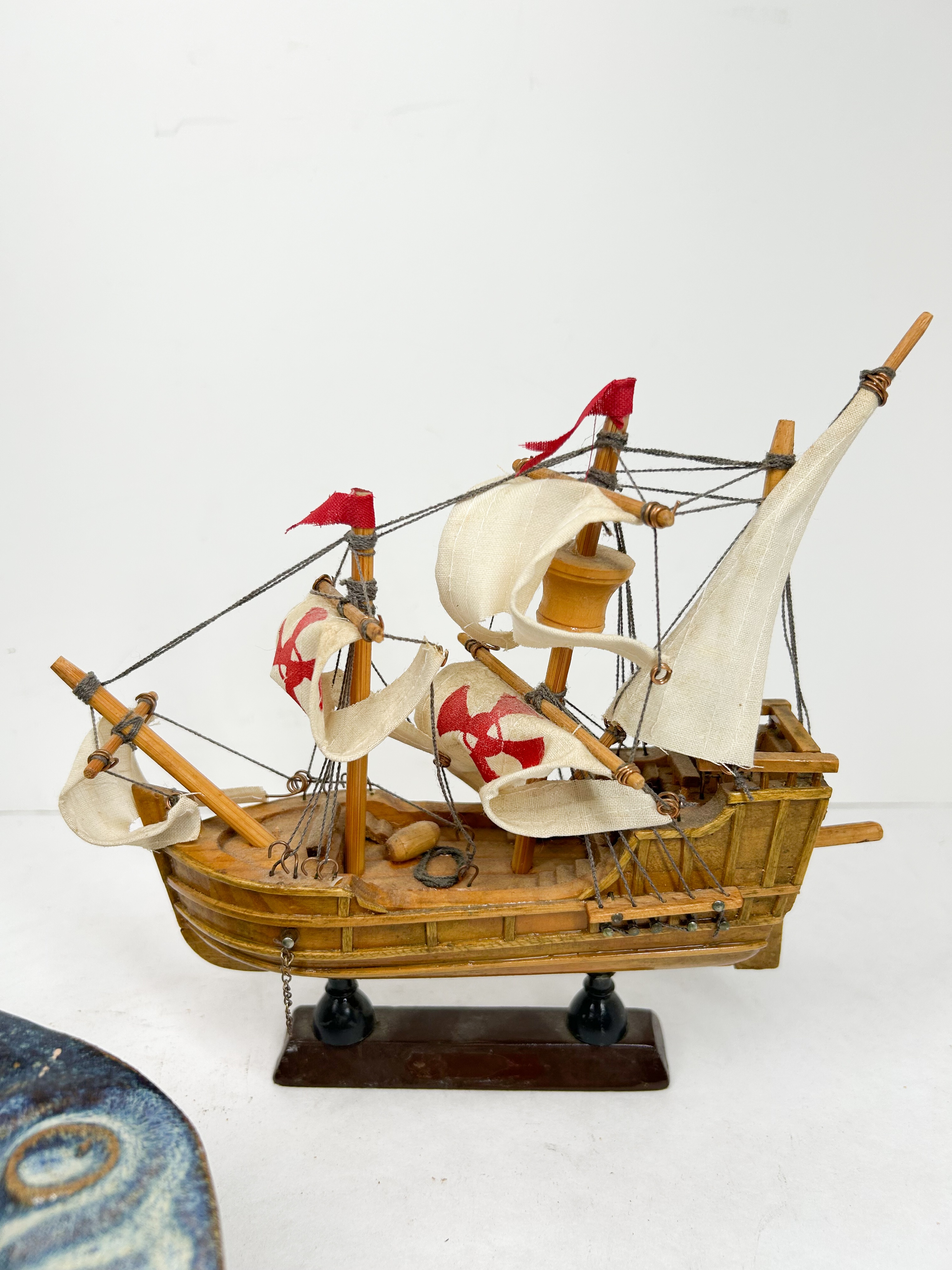 KUHA STUDIO POTTERY DISH AND MODEL SHIP