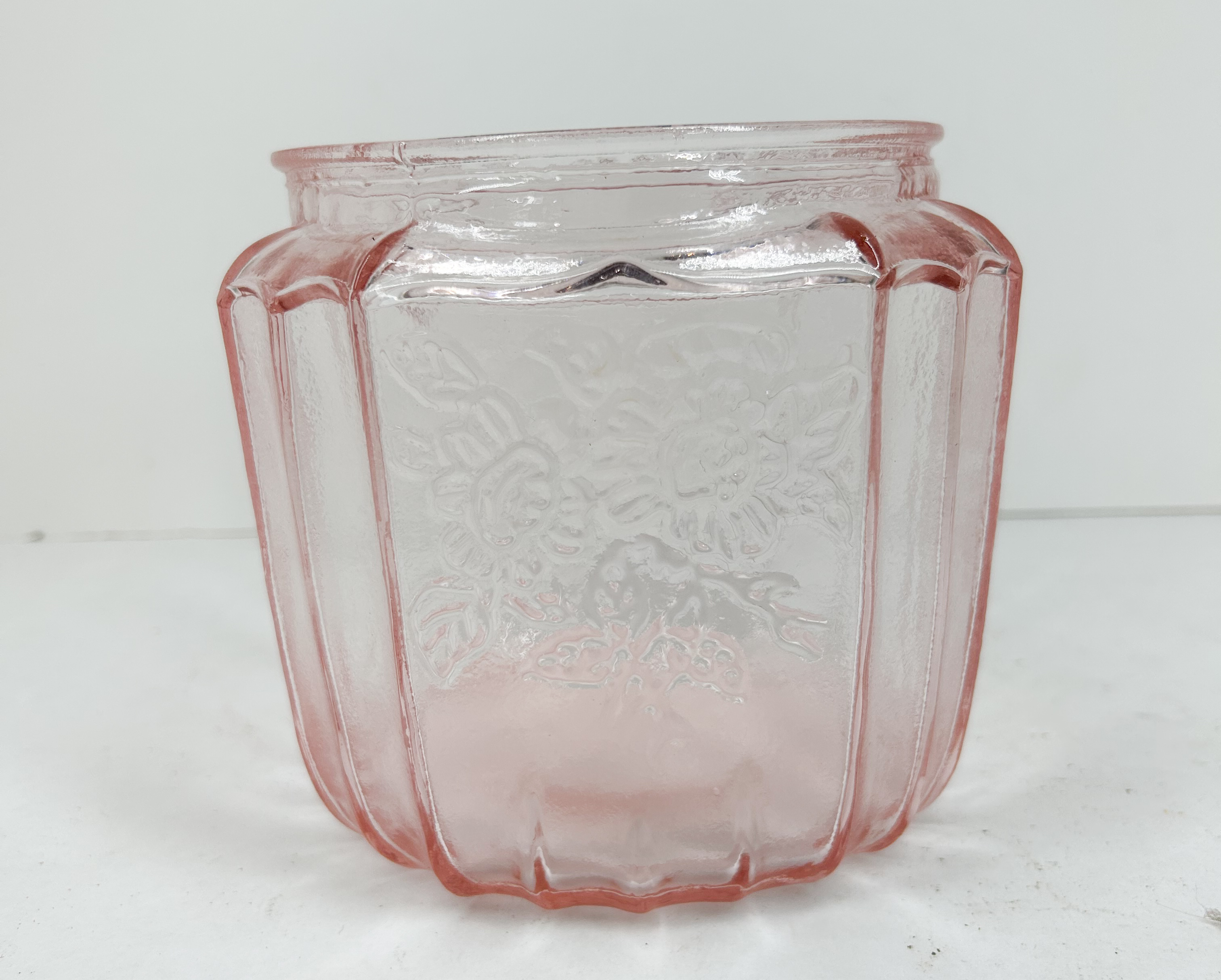 PINK DEPRESSION GLASS COOKIE JAR