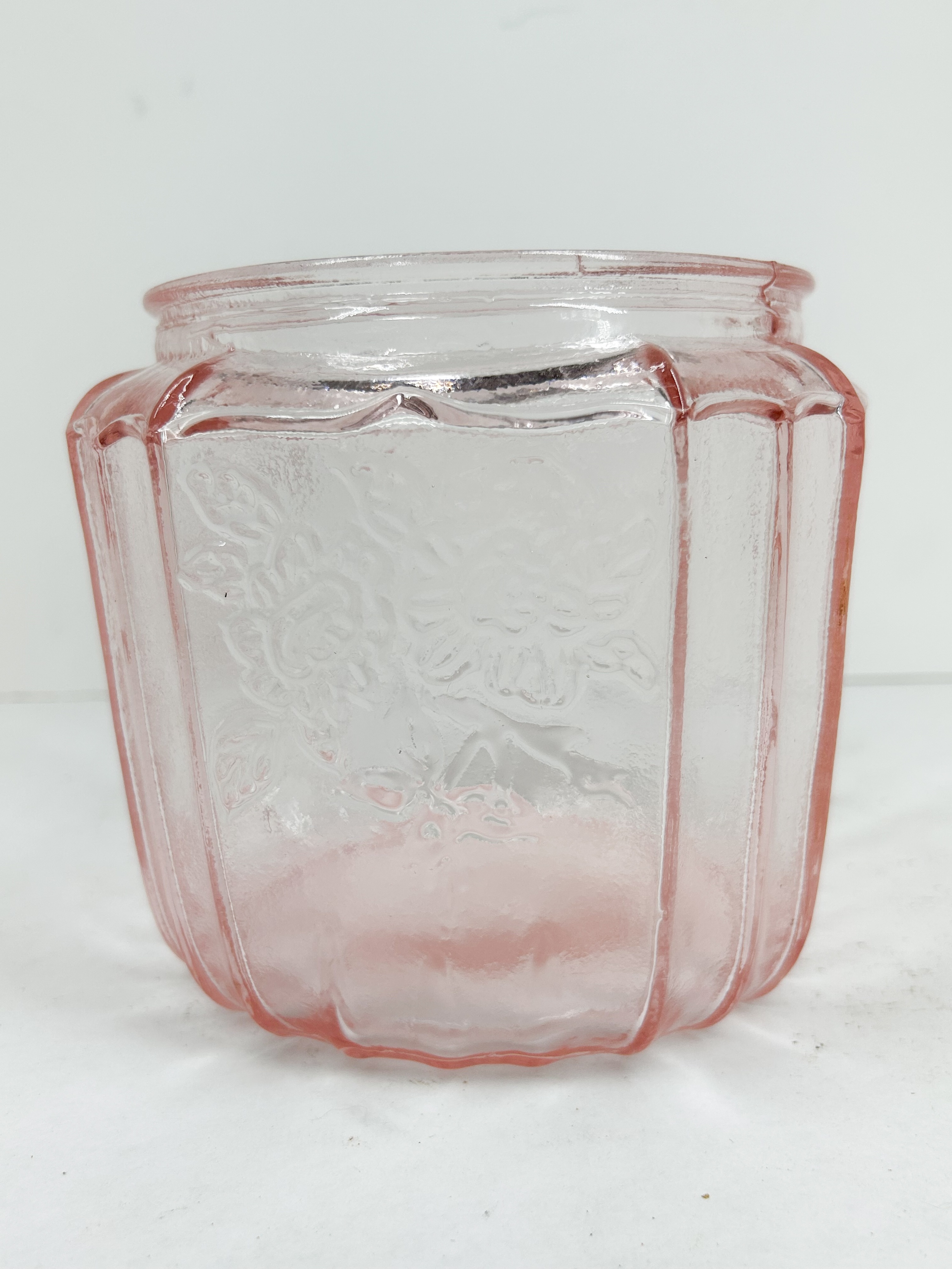 PINK DEPRESSION GLASS COOKIE JAR