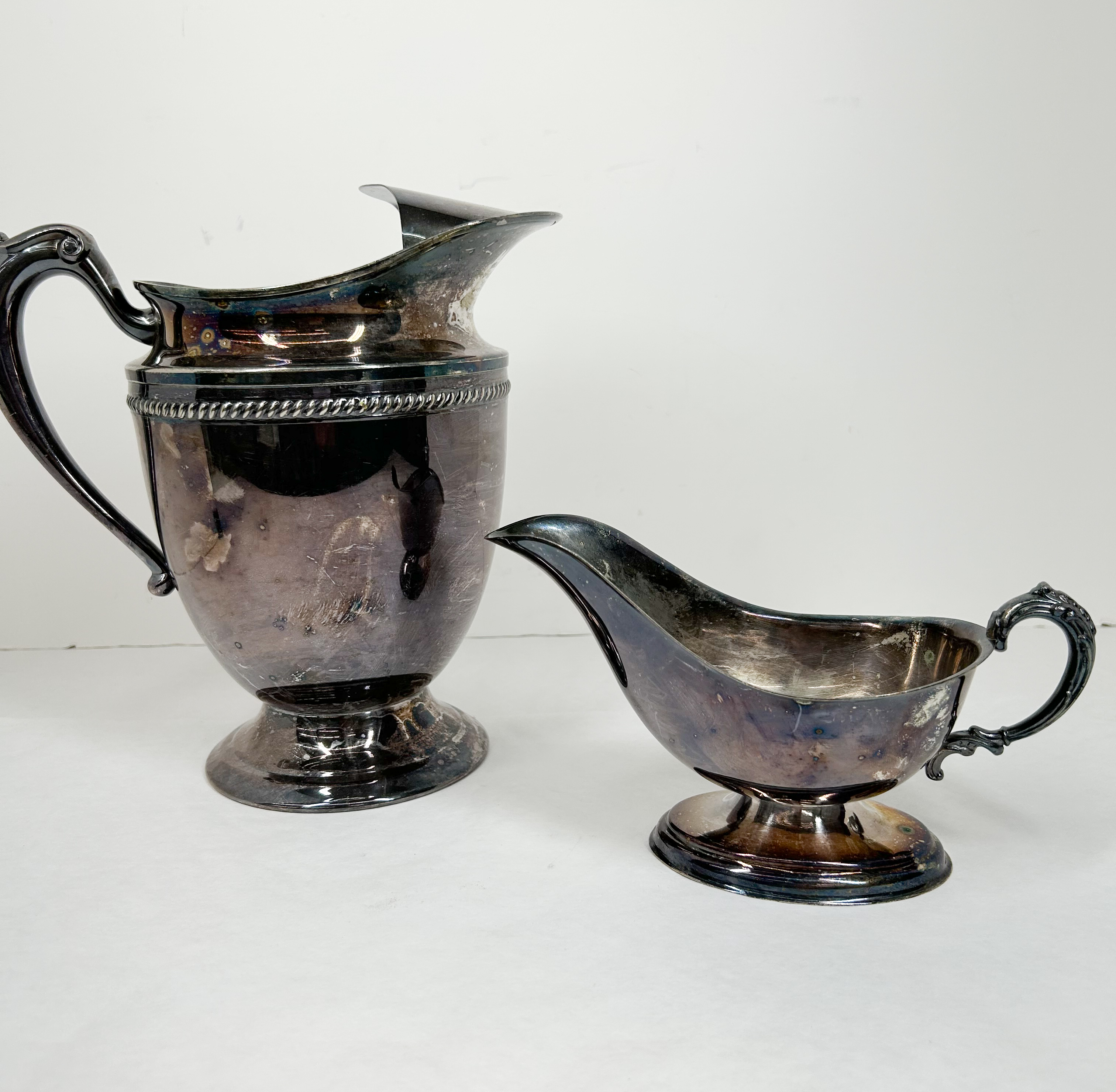 WILCOX SILVER PLATE PITCHER AND SAUCE BOAT