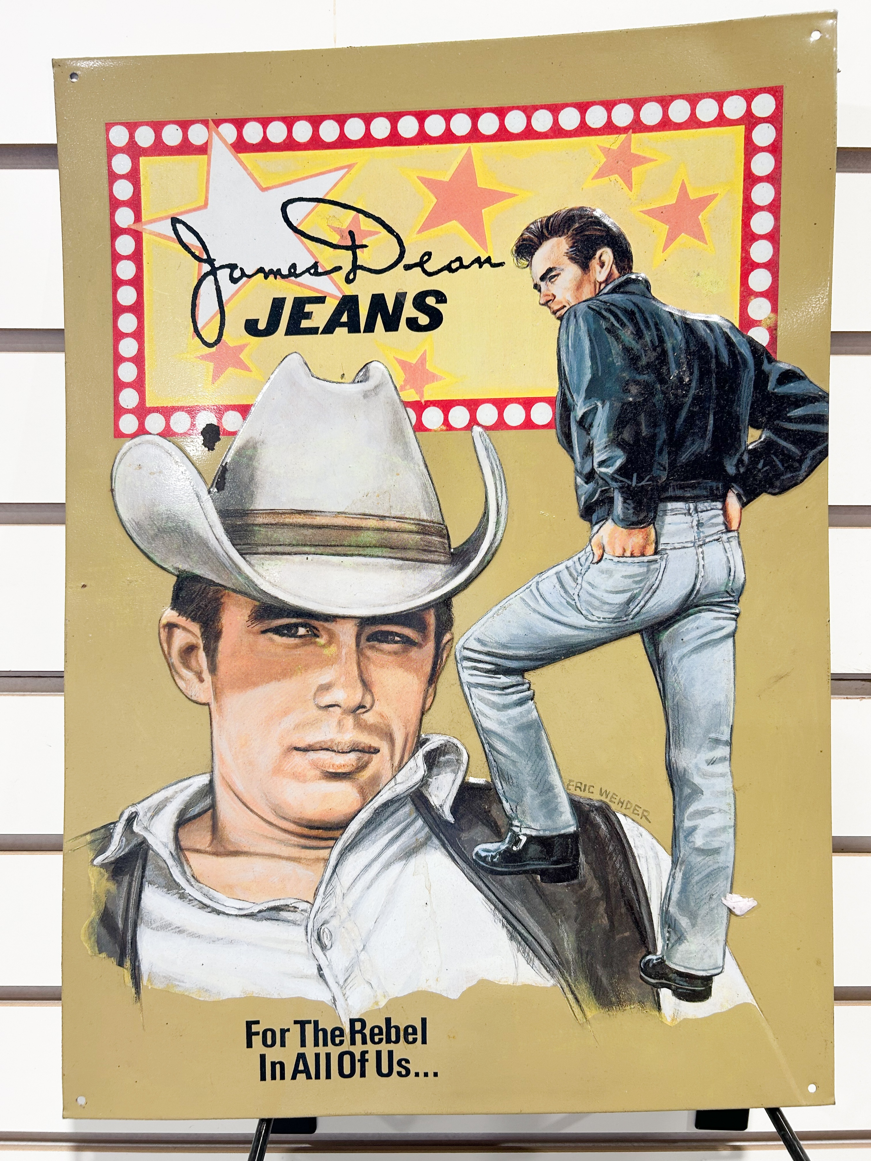 JAMES DEAN JEANS EMBOSSED TIN SIGN, 1994