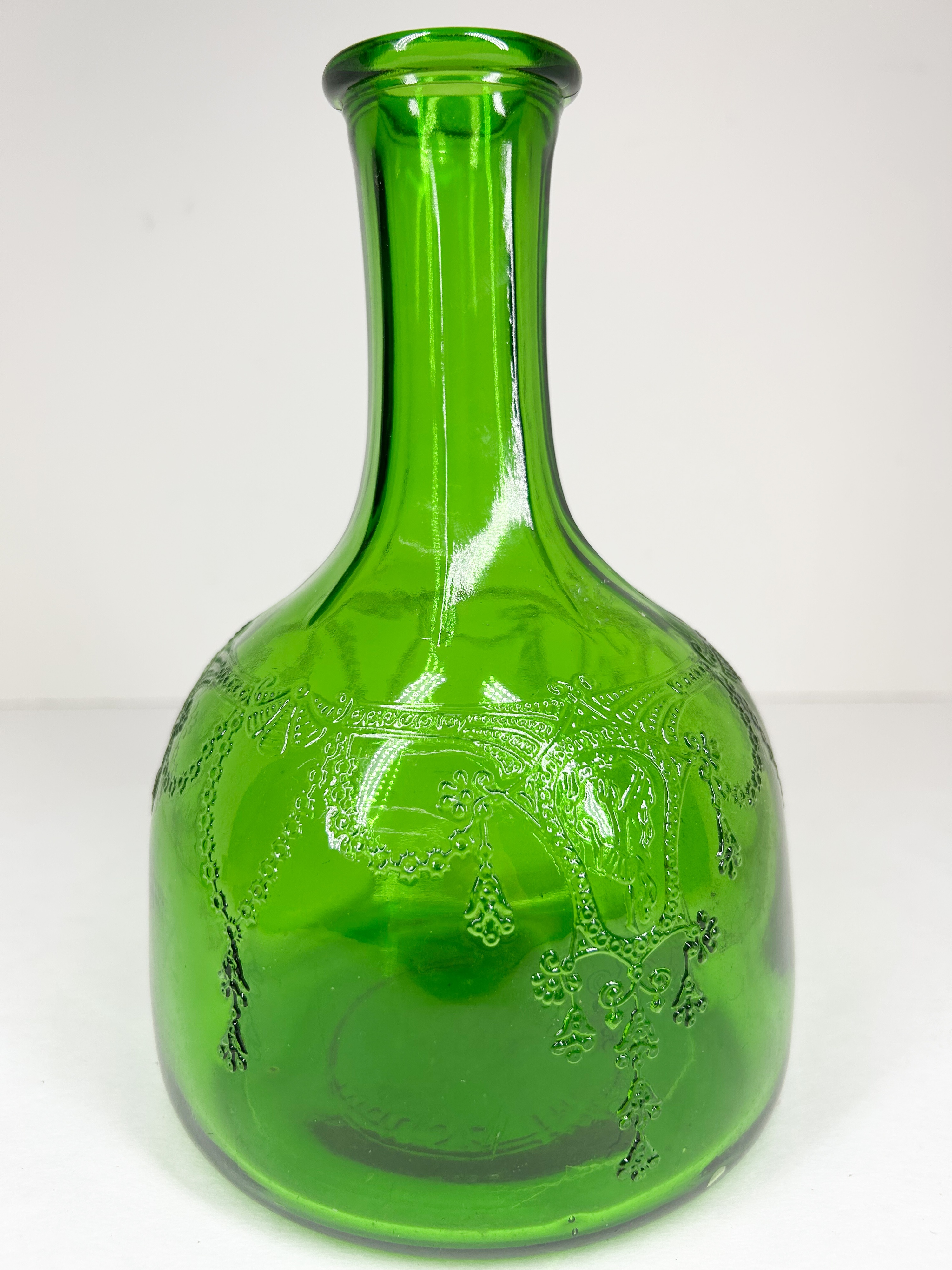 EMERALD GREEN GLASS VINEGAR BOTTLE