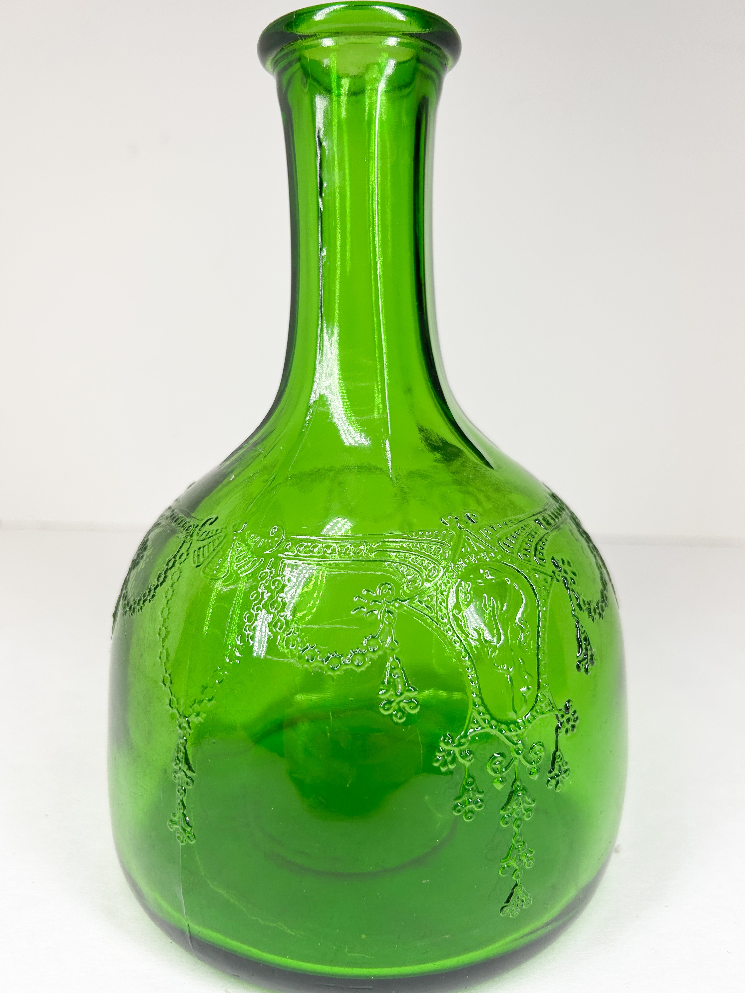 EMERALD GREEN GLASS VINEGAR BOTTLE