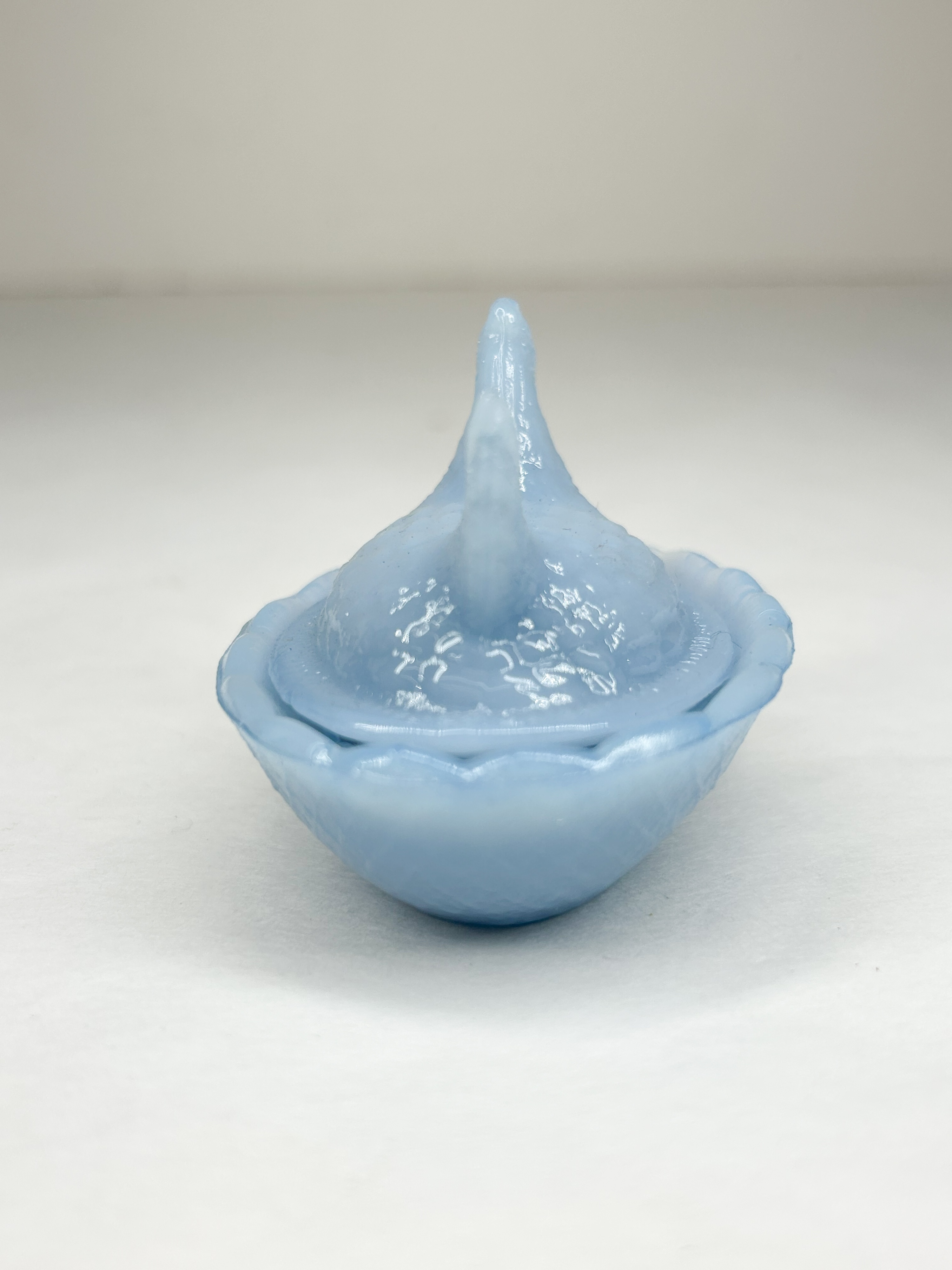 MINIATURE LIGHT BLUE MILK GLASS HEN ON NEST