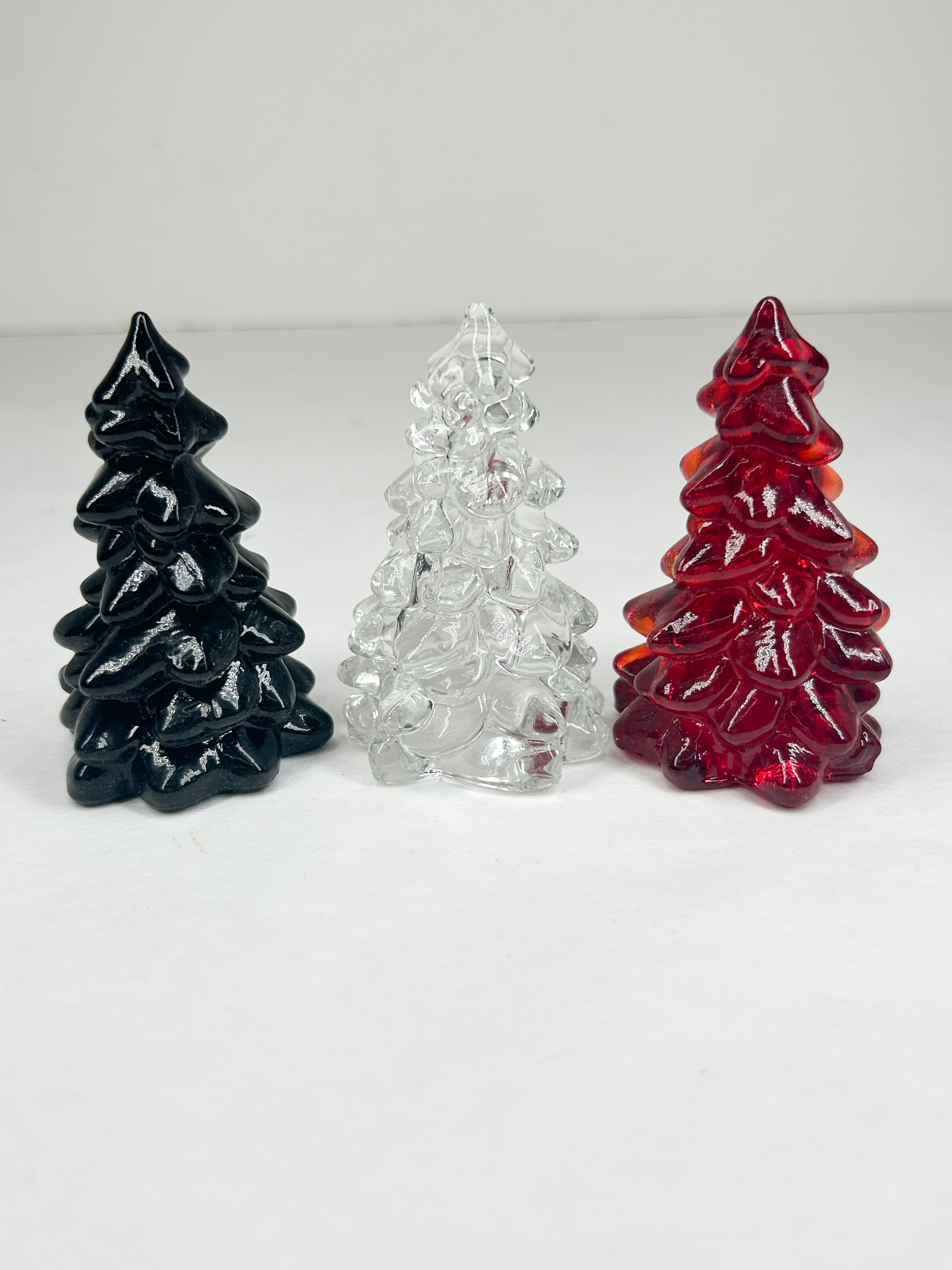 MOSSER TRIO OF GLASS CHRISTMAS TREES
