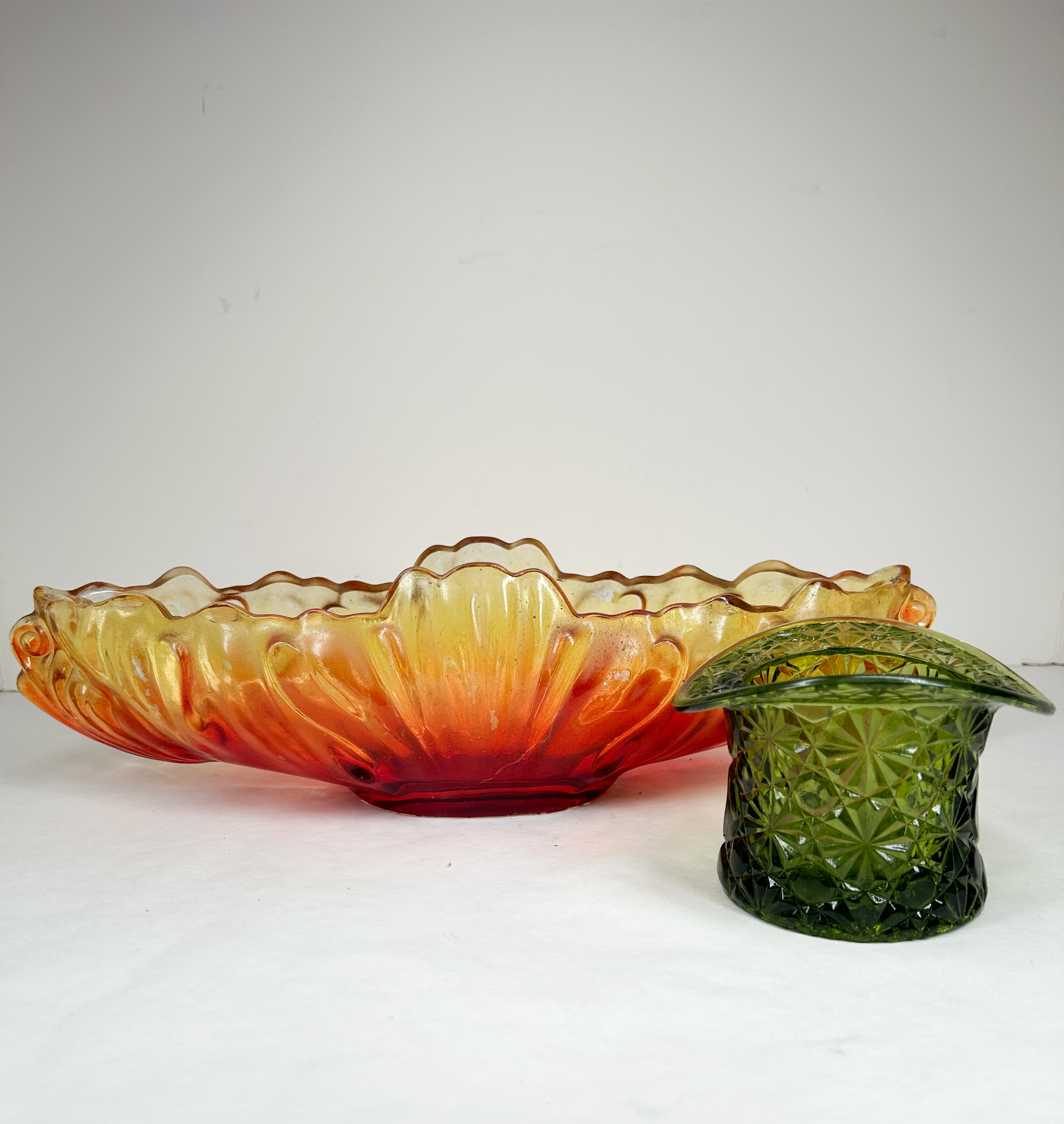 TWO PIECES OF AMERICAN PRESSED GLASS