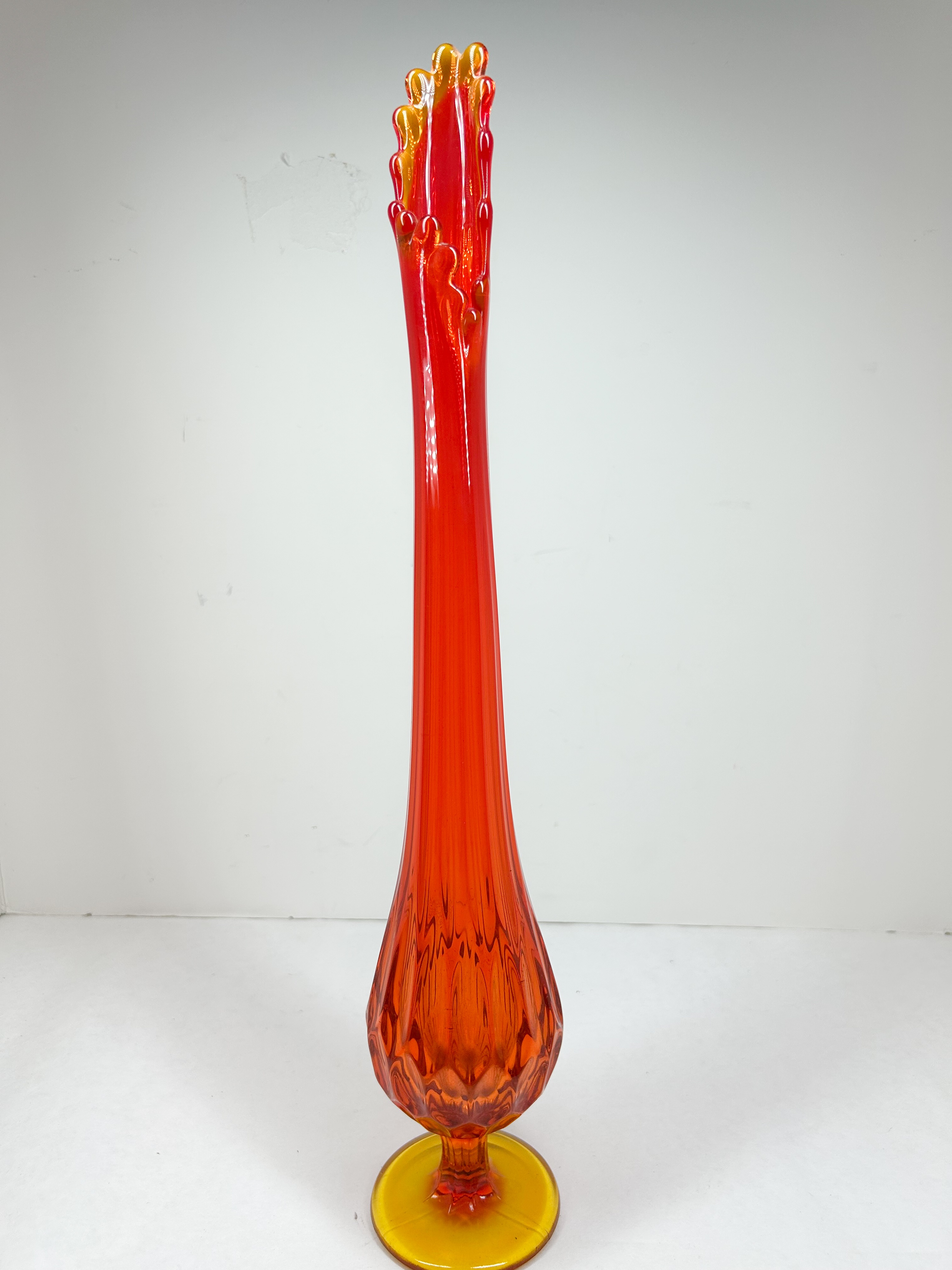 AMBERINA SWUNG GLASS PEDESTAL VASE