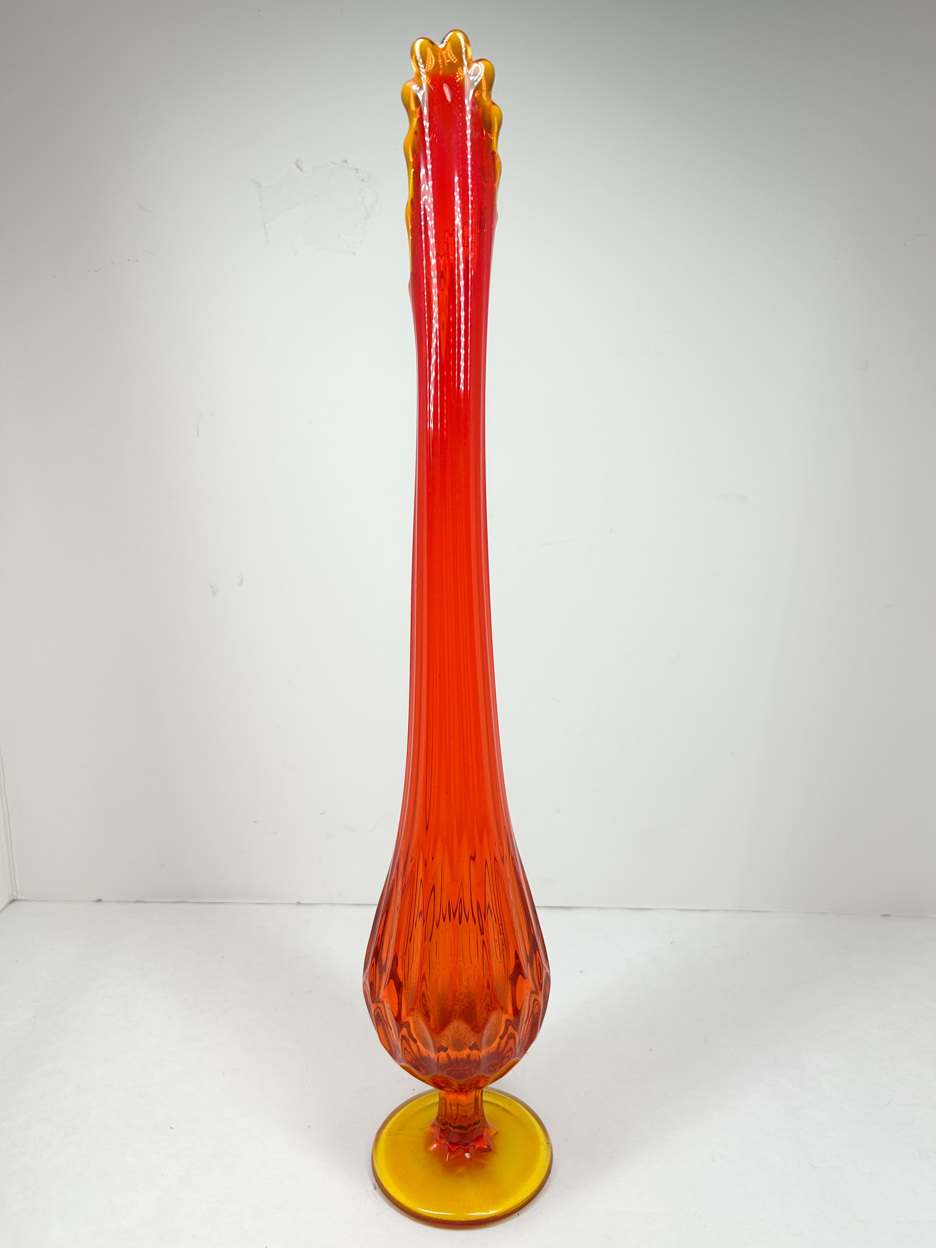 AMBERINA SWUNG GLASS PEDESTAL VASE