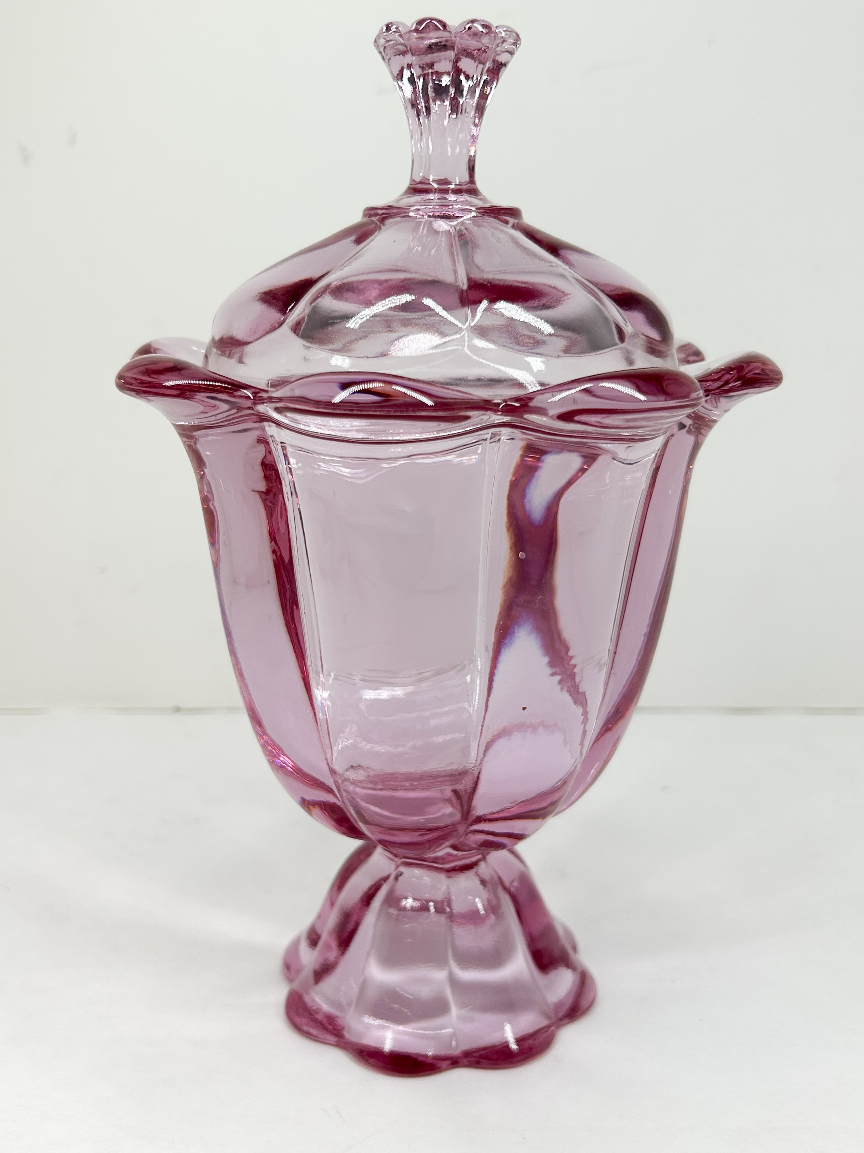 VIKING PINK THISTLE GLASS CANDY DISH