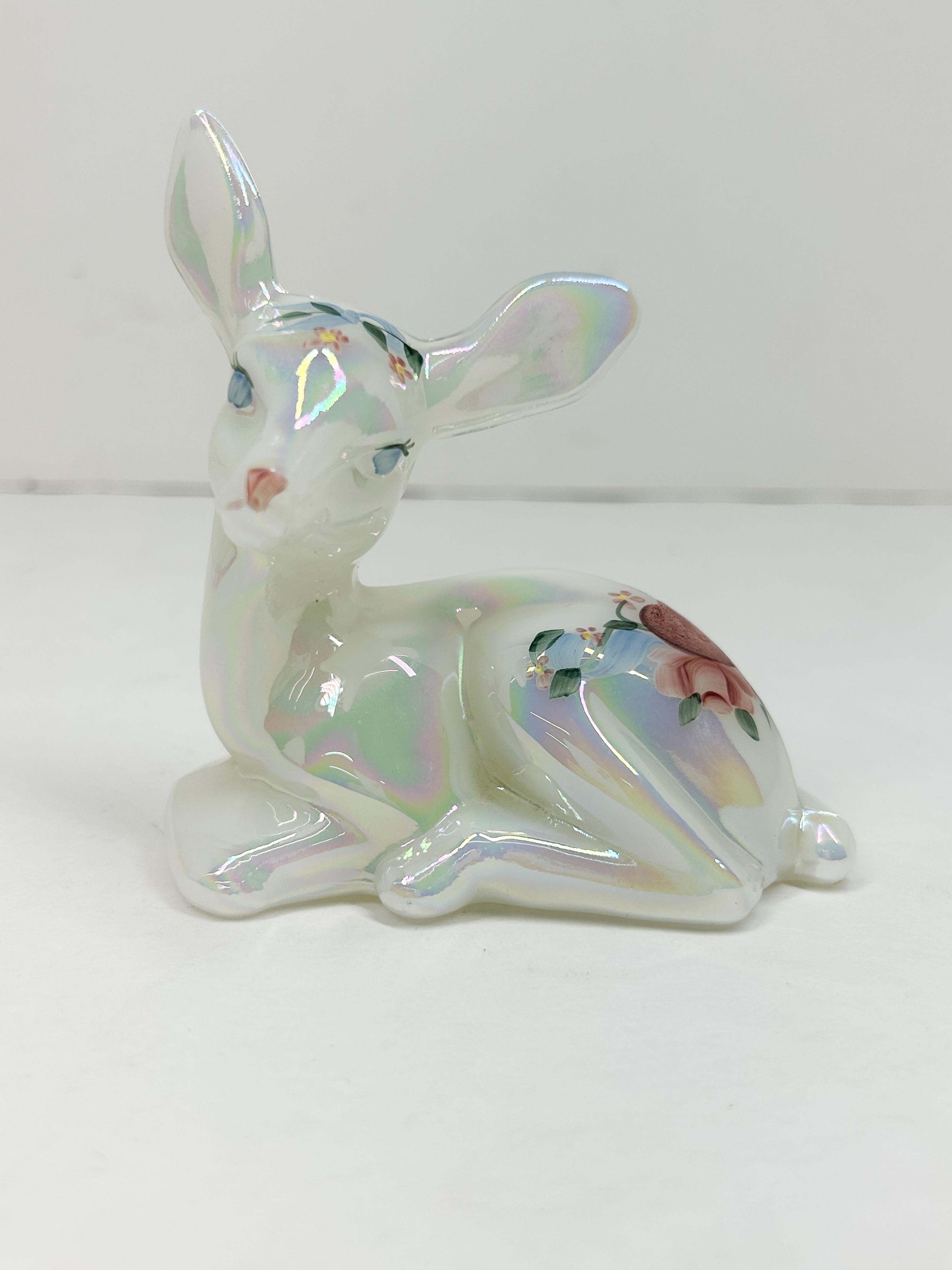 FENTON IRIDESCENT GLASS DEER FIGURINE