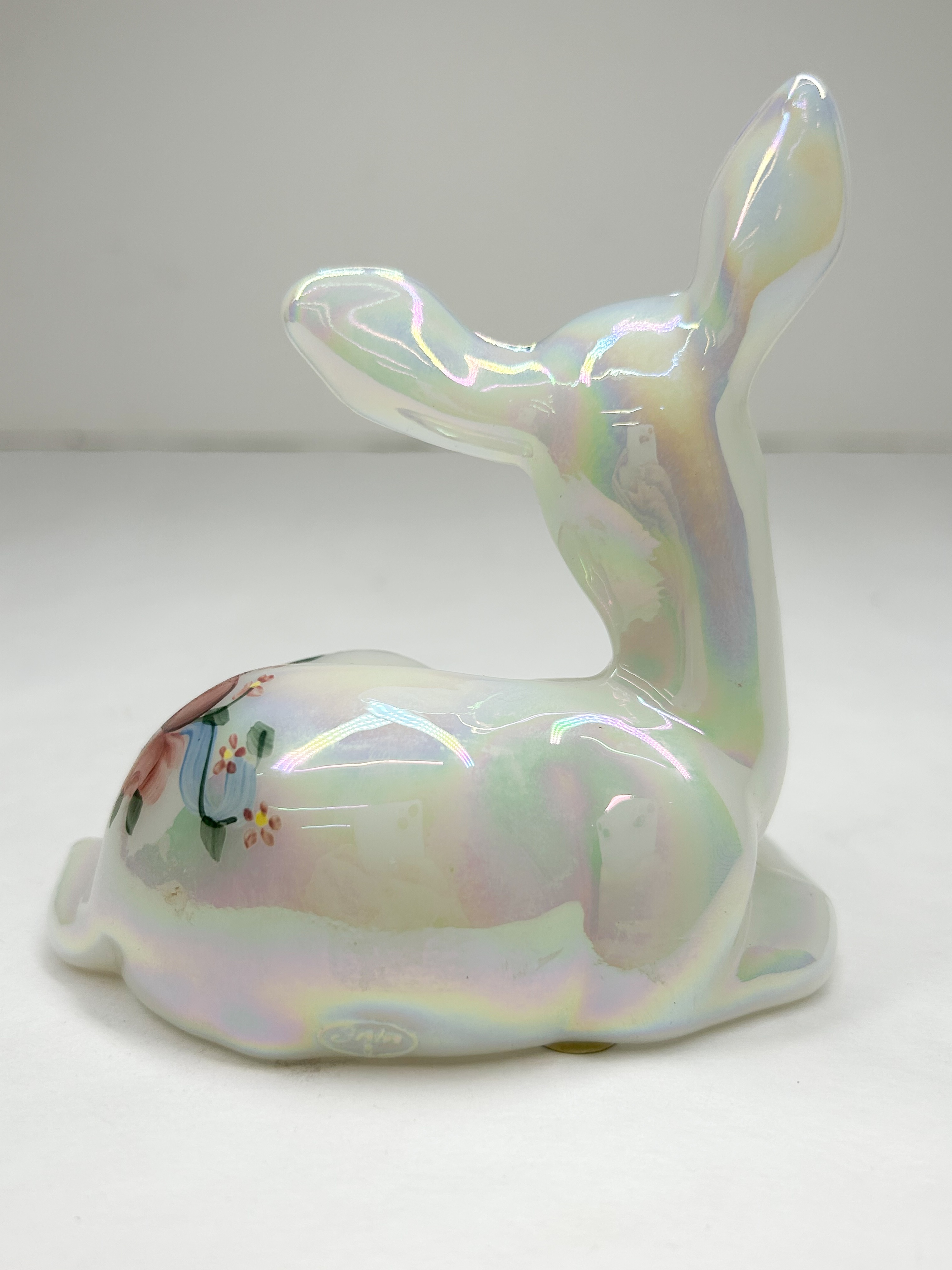 FENTON IRIDESCENT GLASS DEER FIGURINE