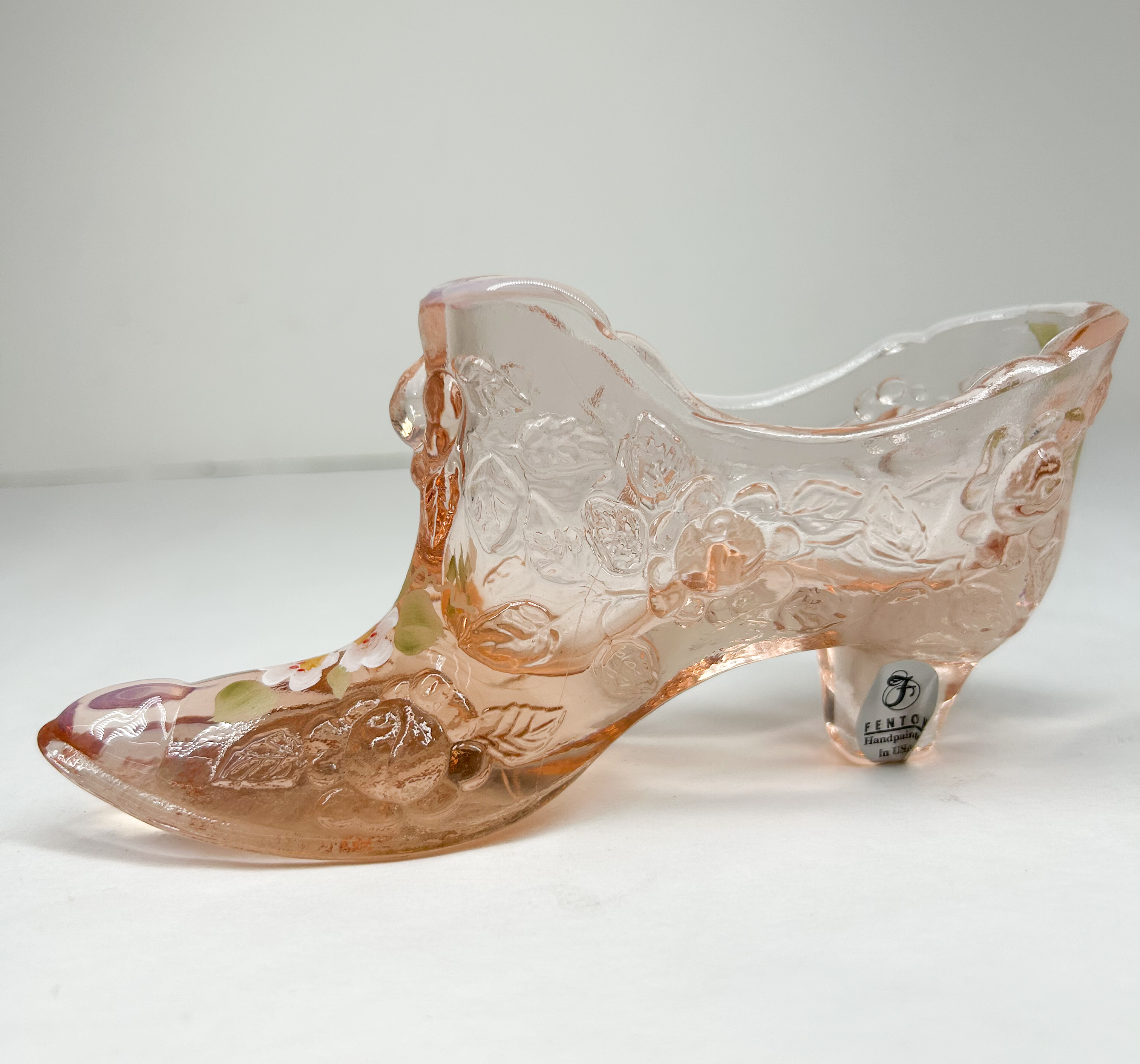 FENTON HAND-PAINTED GLASS SLIPER