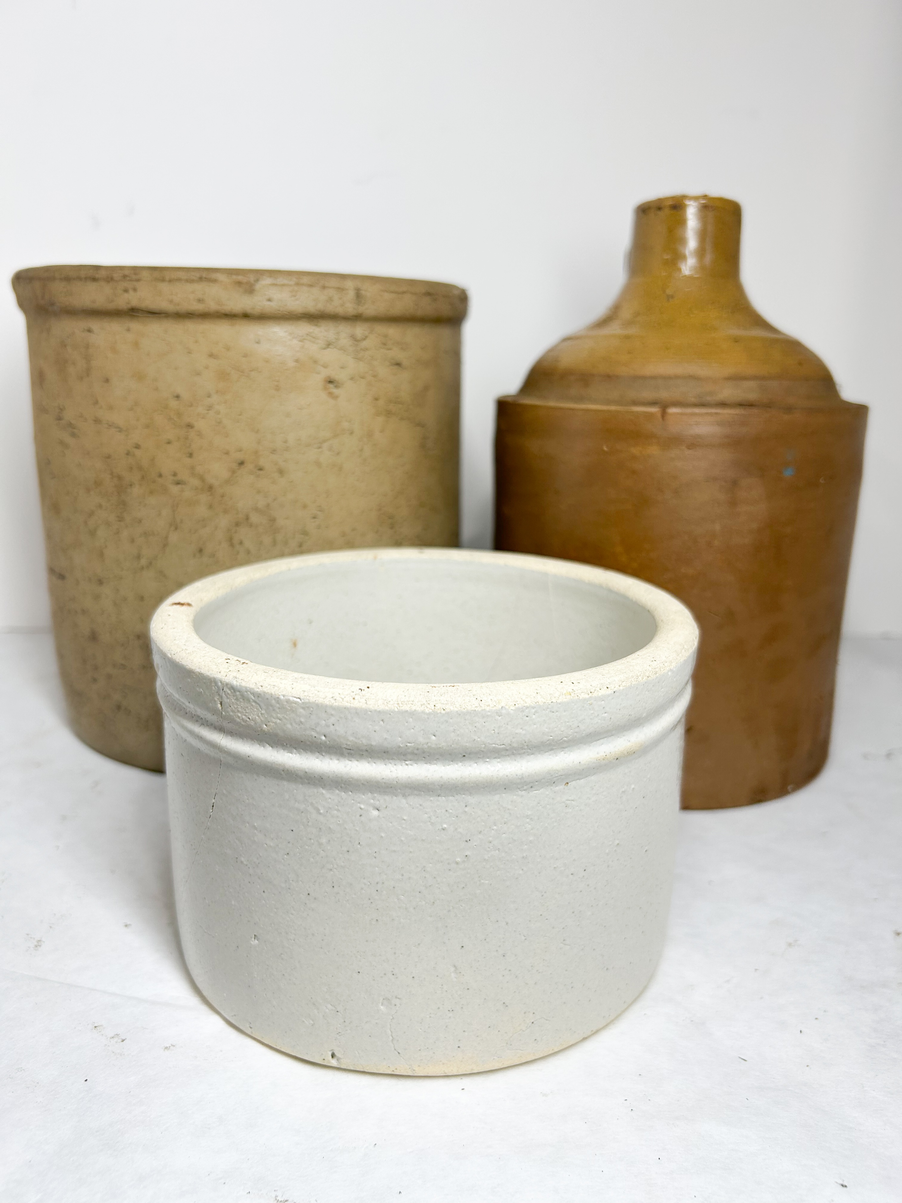 THREE AMERICAN STONEWARE UTILITY VESSELS
