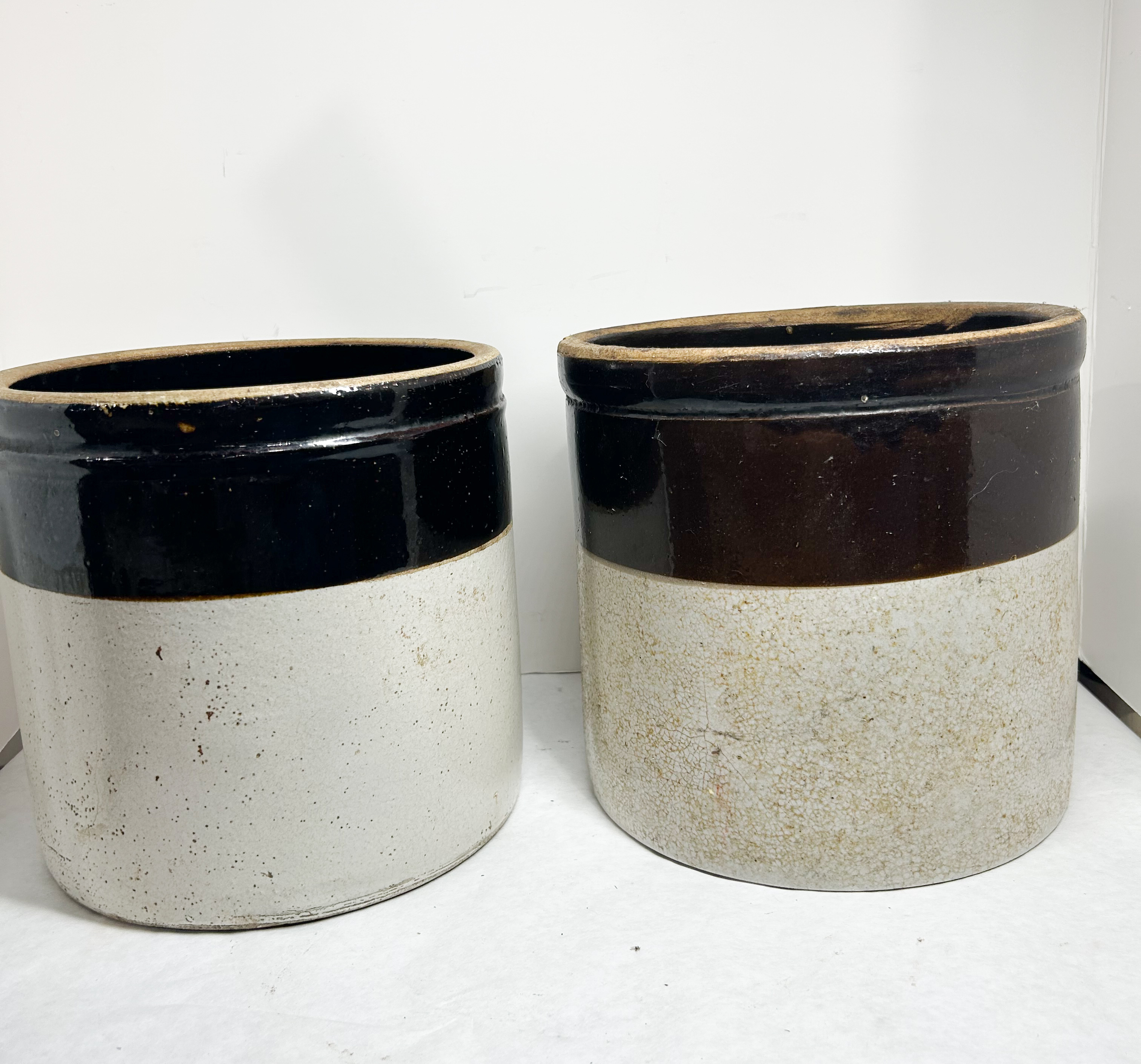 TWO ROBINSON RANSBOTTOM STONEWARE CROCKS