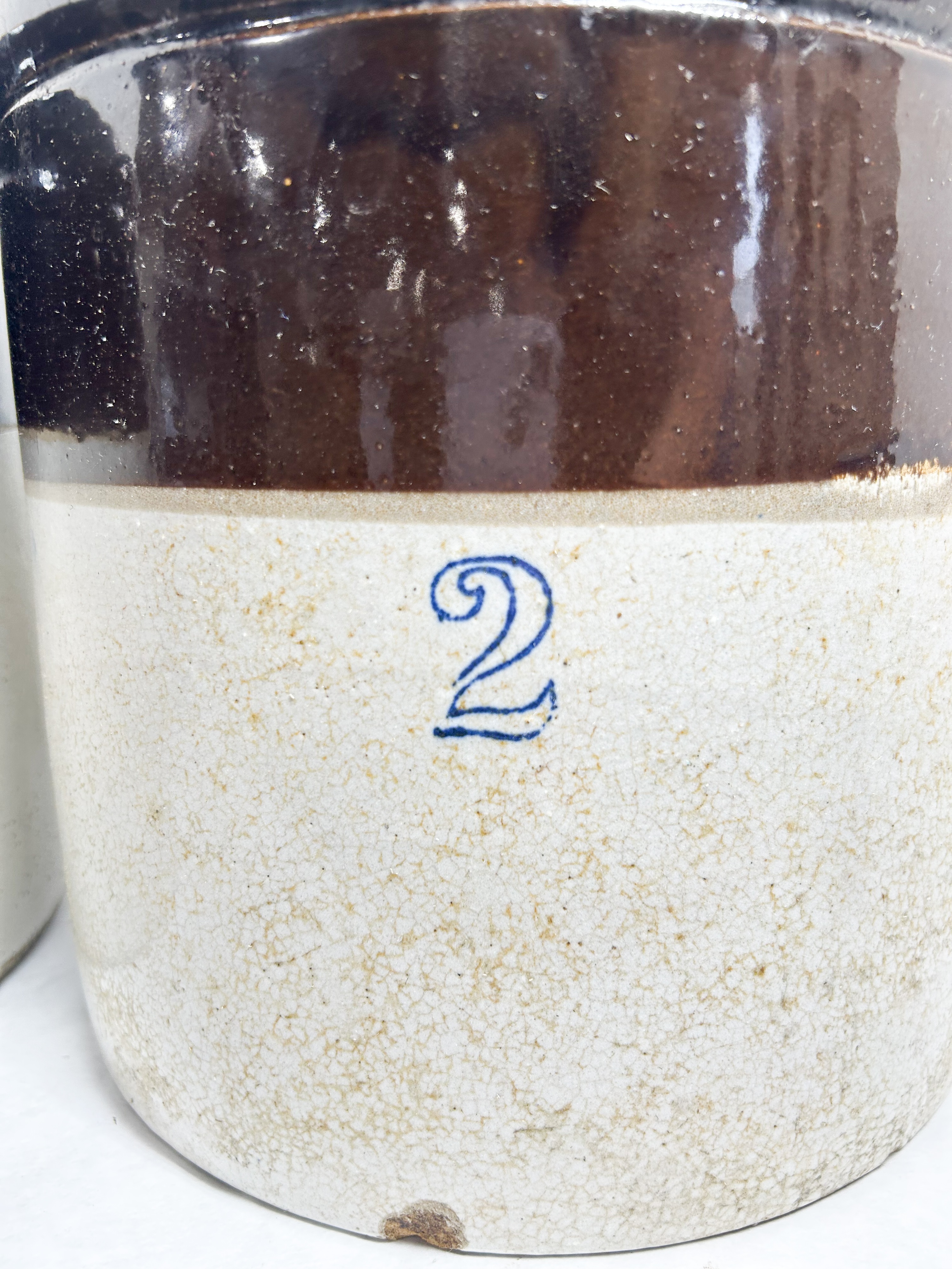 TWO ROBINSON RANSBOTTOM STONEWARE CROCKS