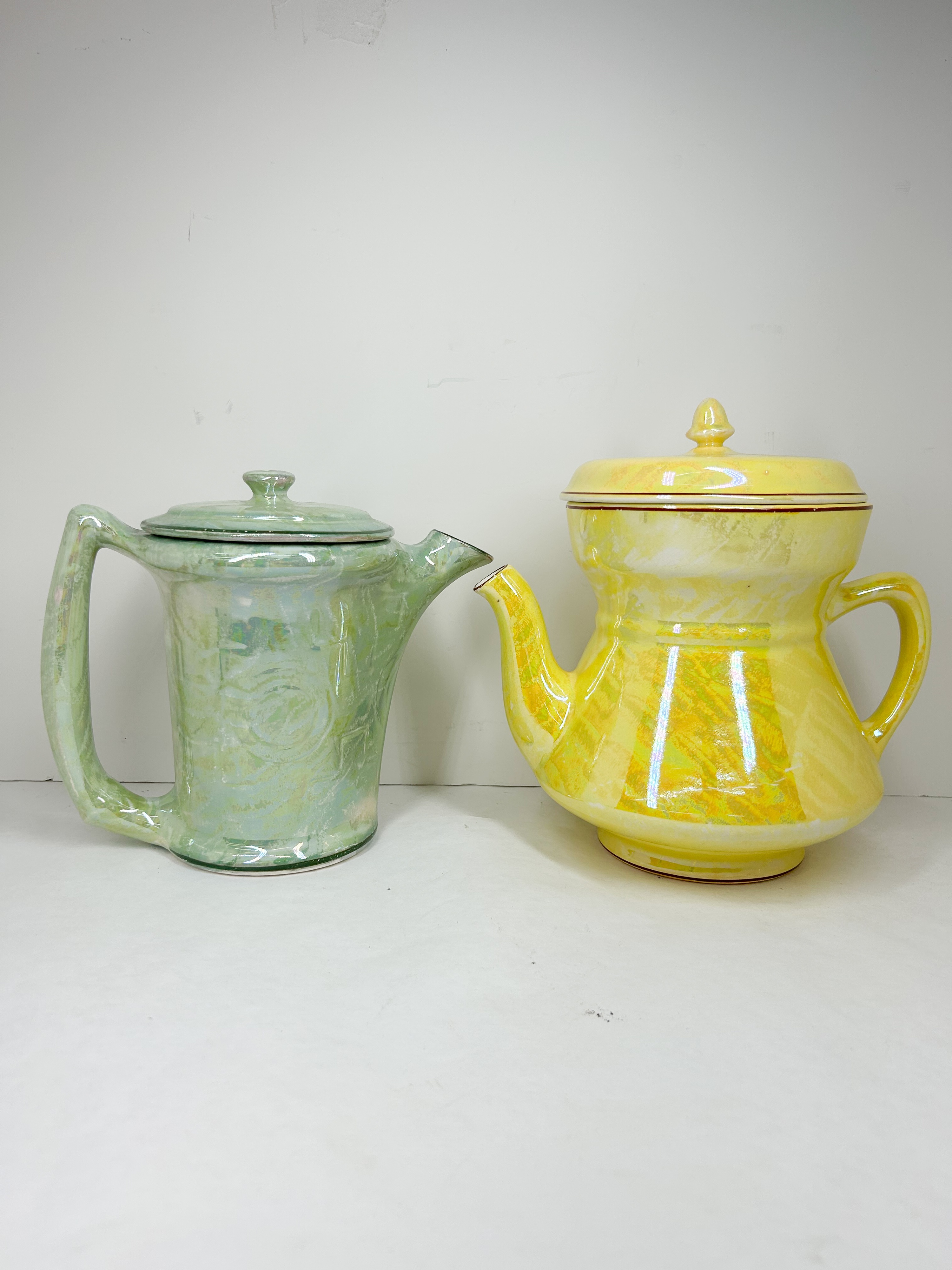 TRIO OF LUSTREWARE CERAMIC TEAPOTS