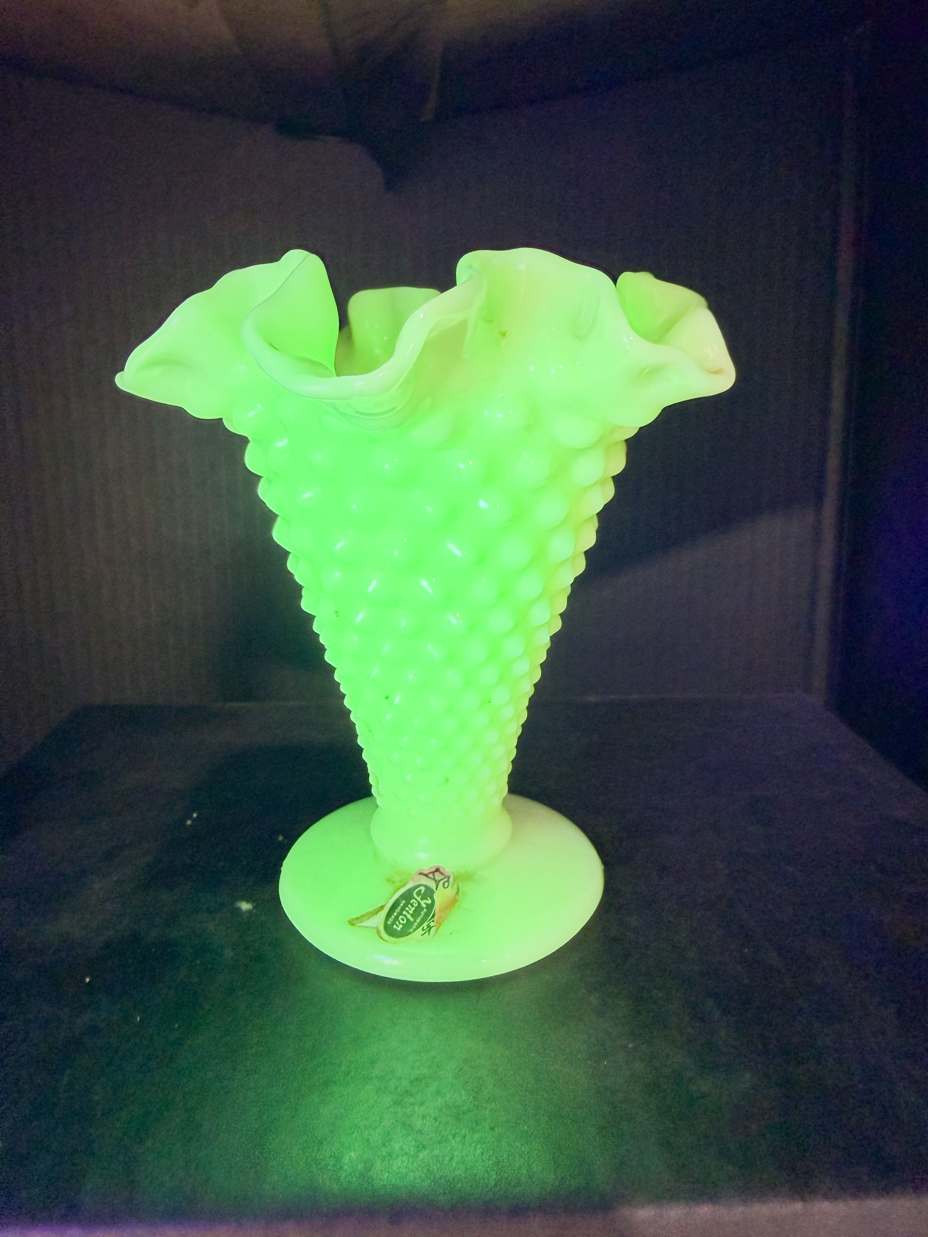 FENTON LIME SHERBET HOBNAIL VASE