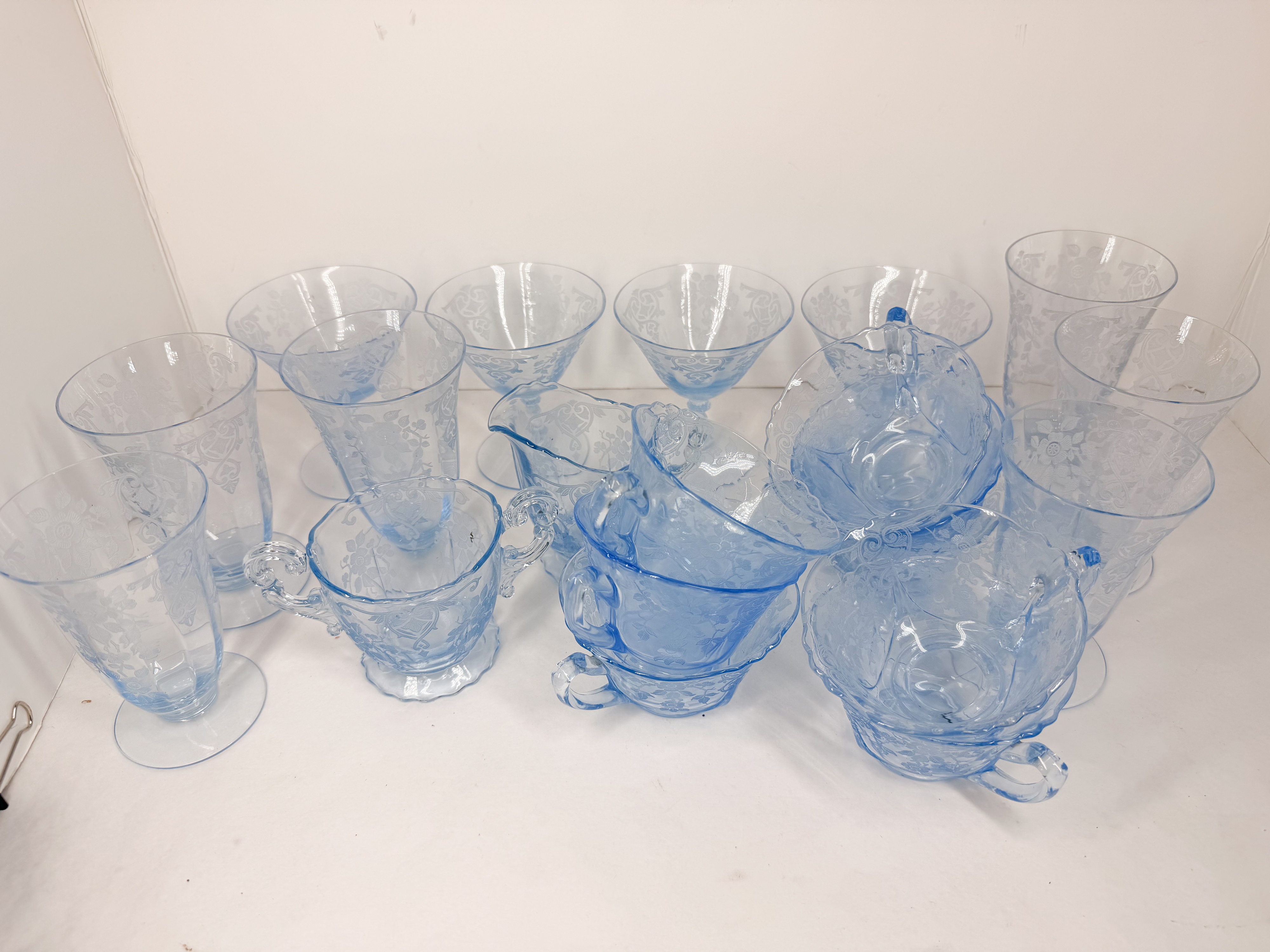 FEDERAL GLASS MADRID PATTERN AZURE BLUE GLASSWARE