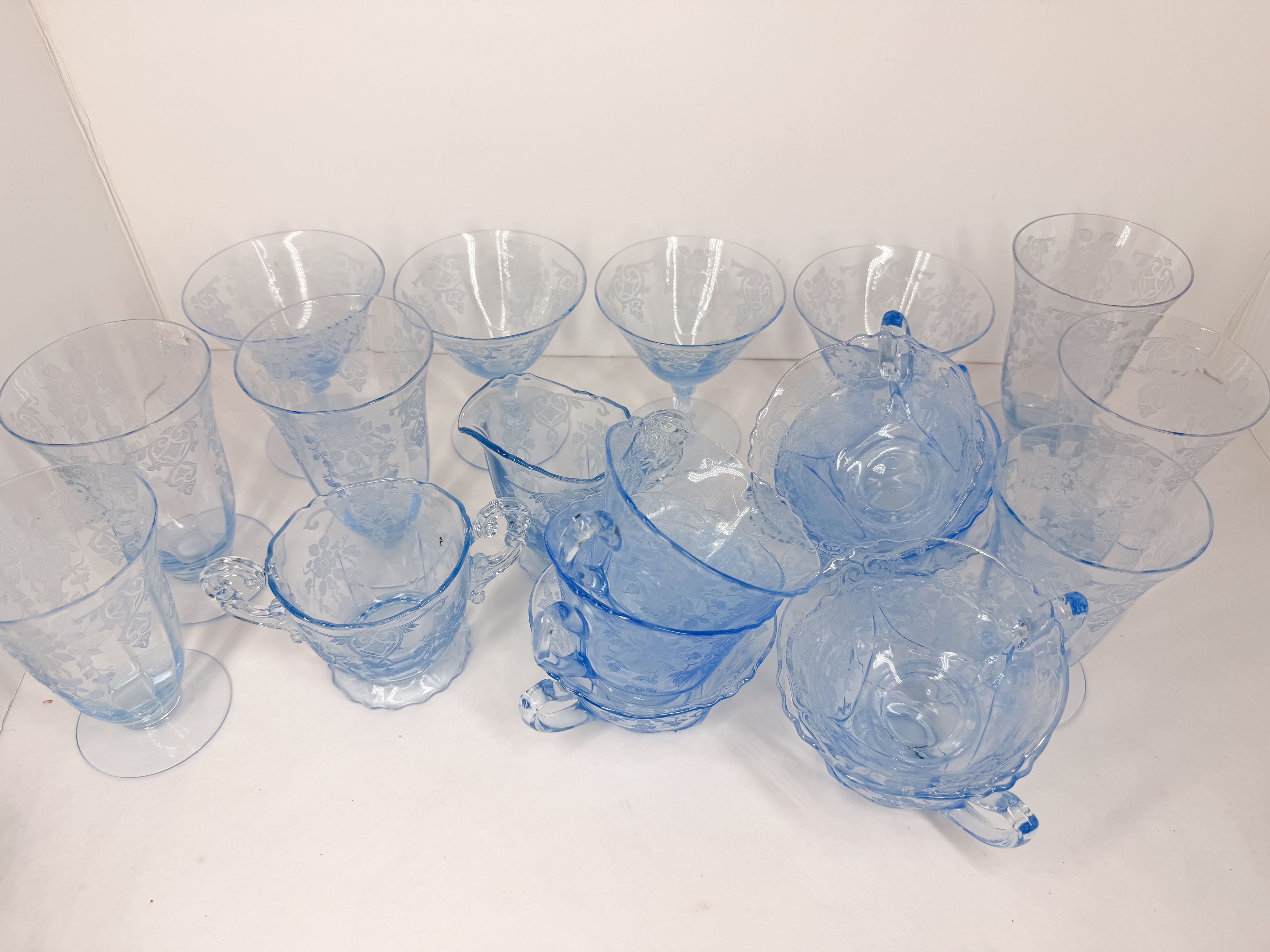 FEDERAL GLASS MADRID PATTERN AZURE BLUE GLASSWARE
