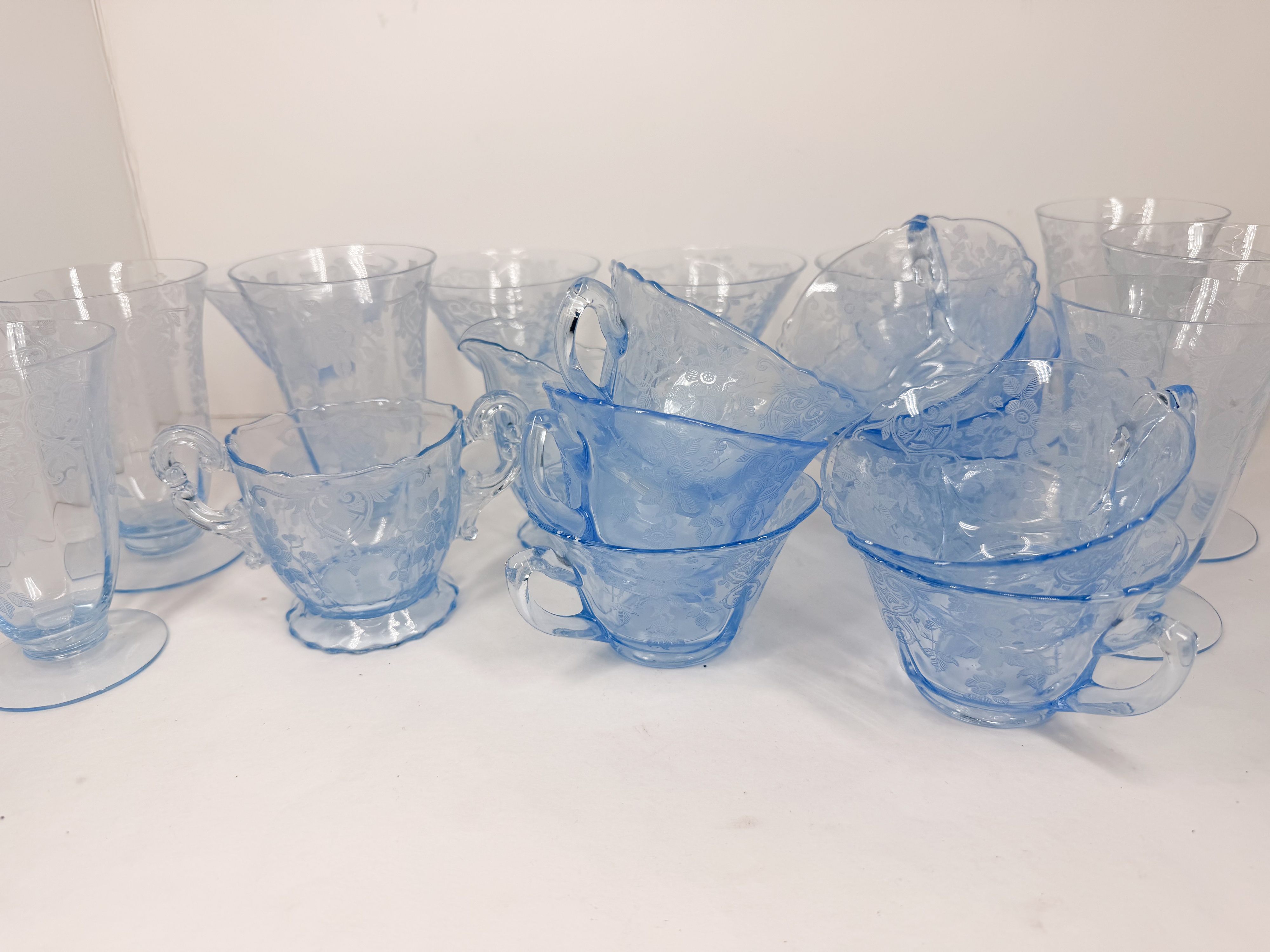 FEDERAL GLASS MADRID PATTERN AZURE BLUE GLASSWARE