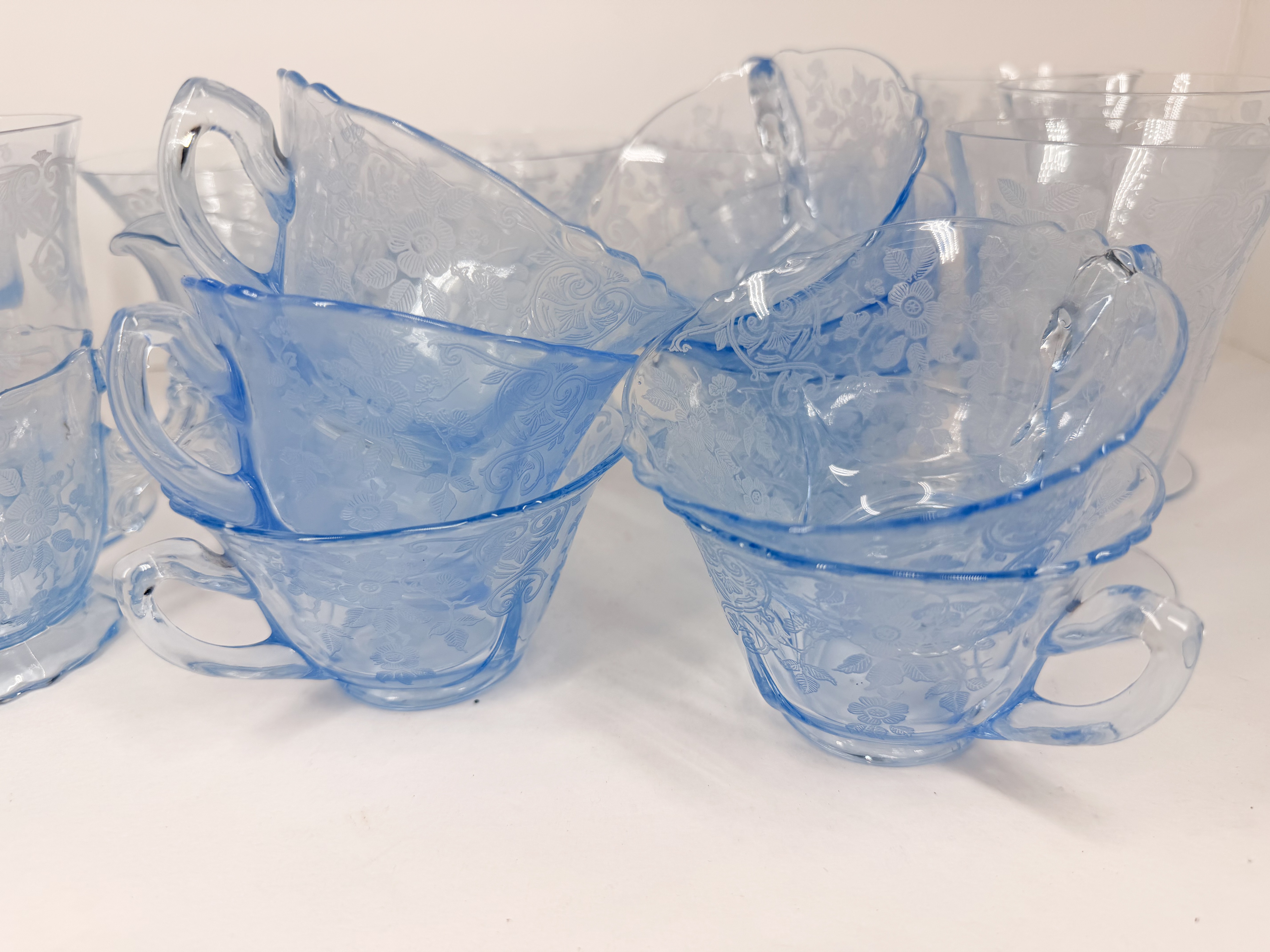 FEDERAL GLASS MADRID PATTERN AZURE BLUE GLASSWARE