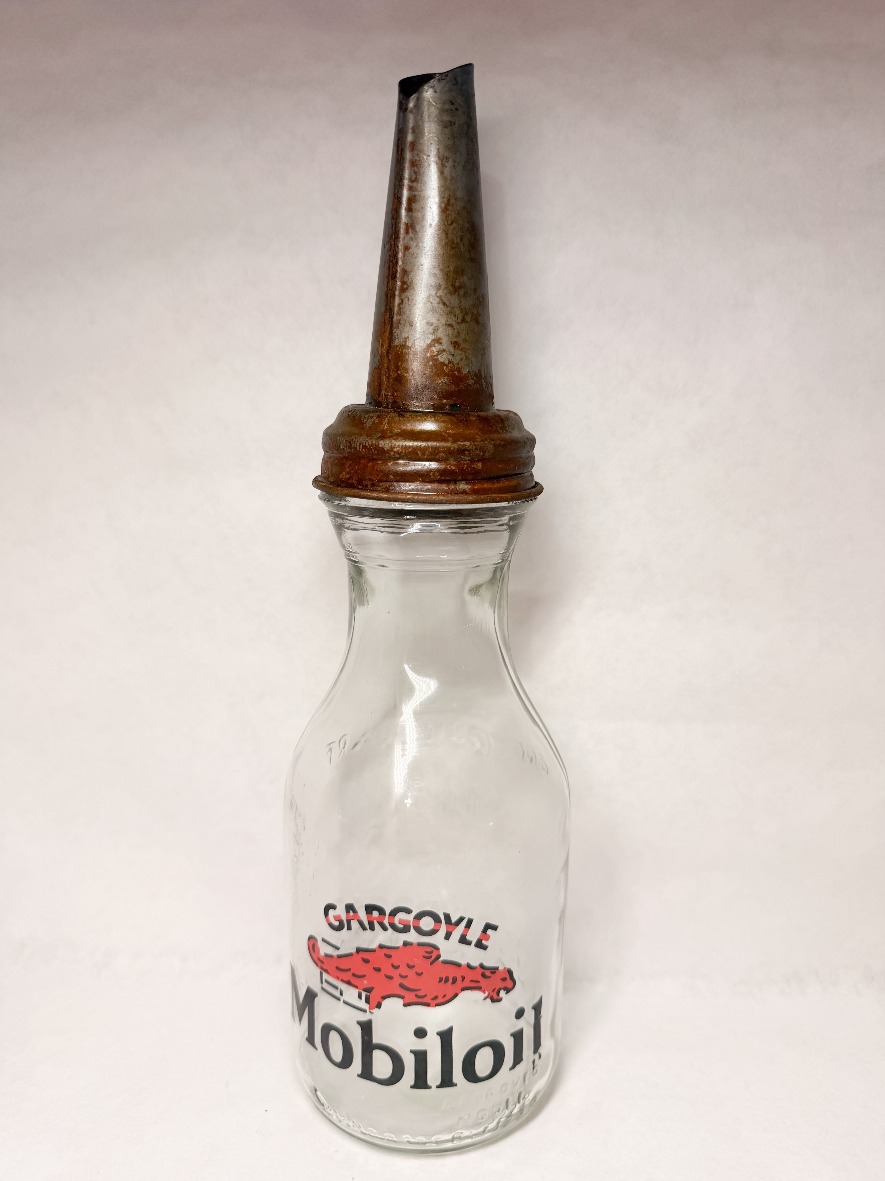 GARGOYLE MOBILOIL GLASS QUART BOTTLE