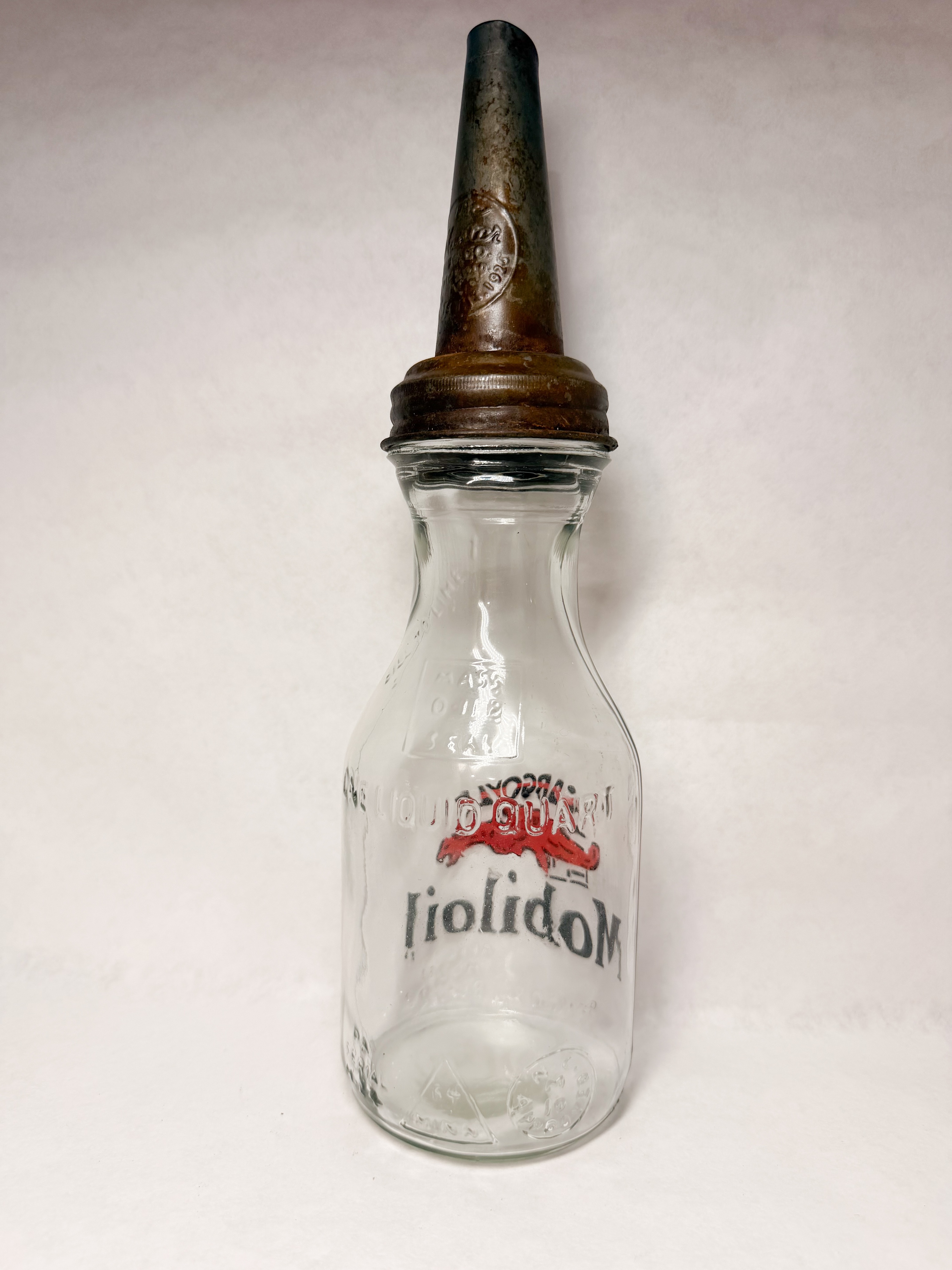 GARGOYLE MOBILOIL GLASS QUART BOTTLE