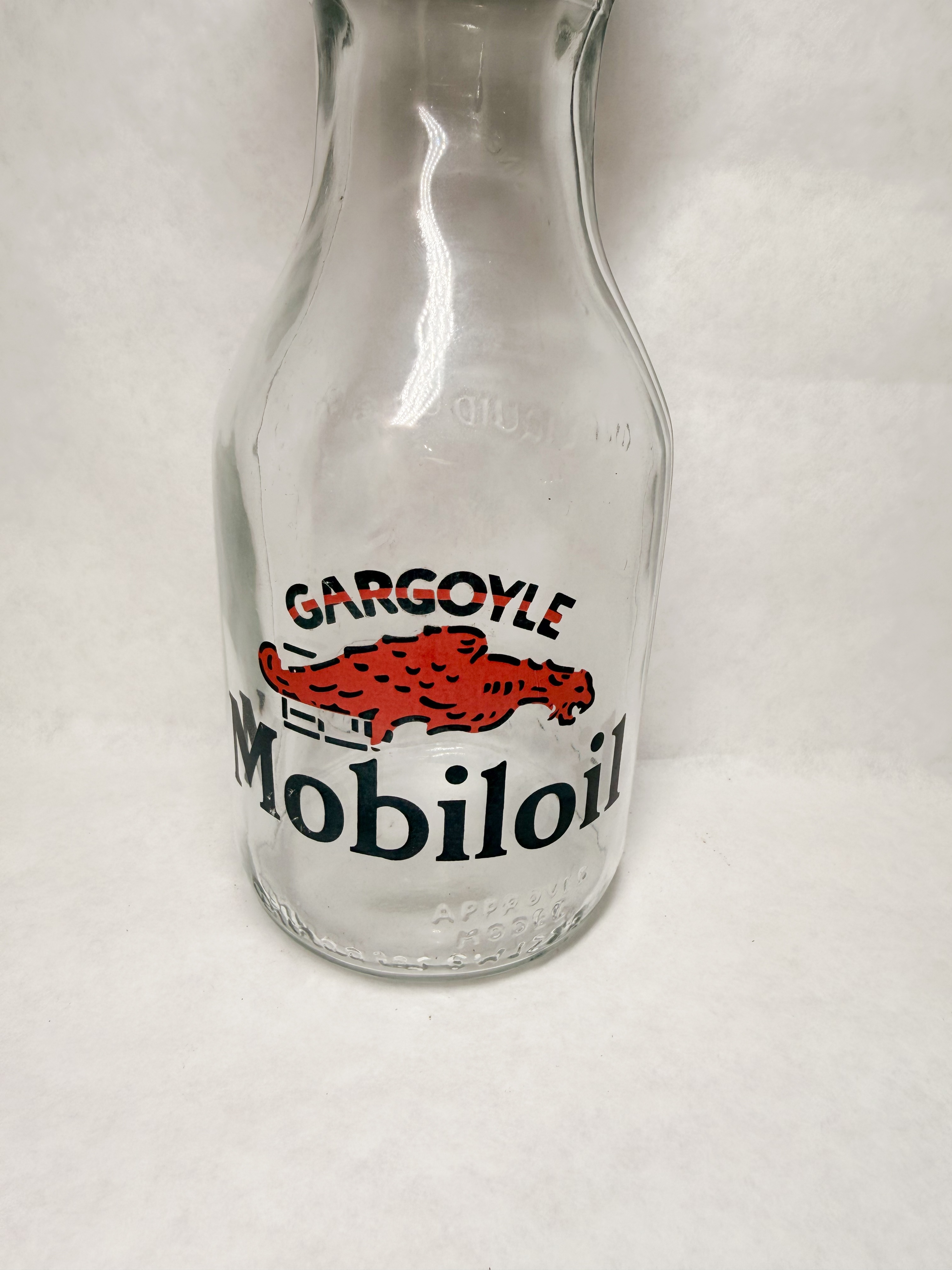 MOBILOIL GARGOYLE GLASS OIL BOTTLE