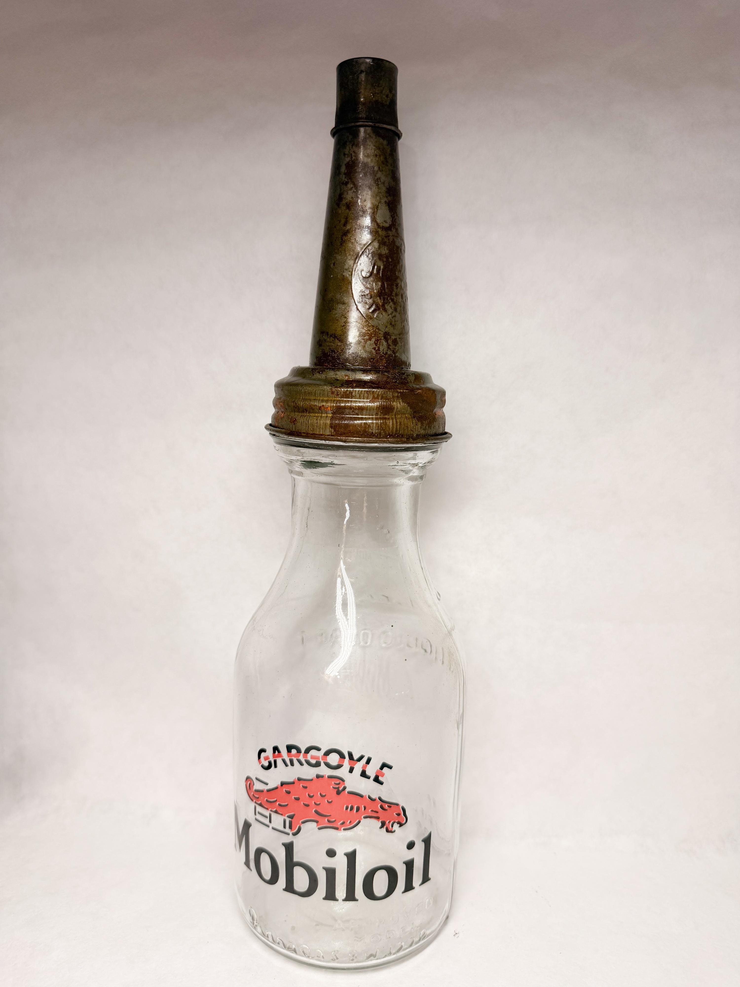 GARGOYLE MOBILOIL GLASS QUART BOTTLE