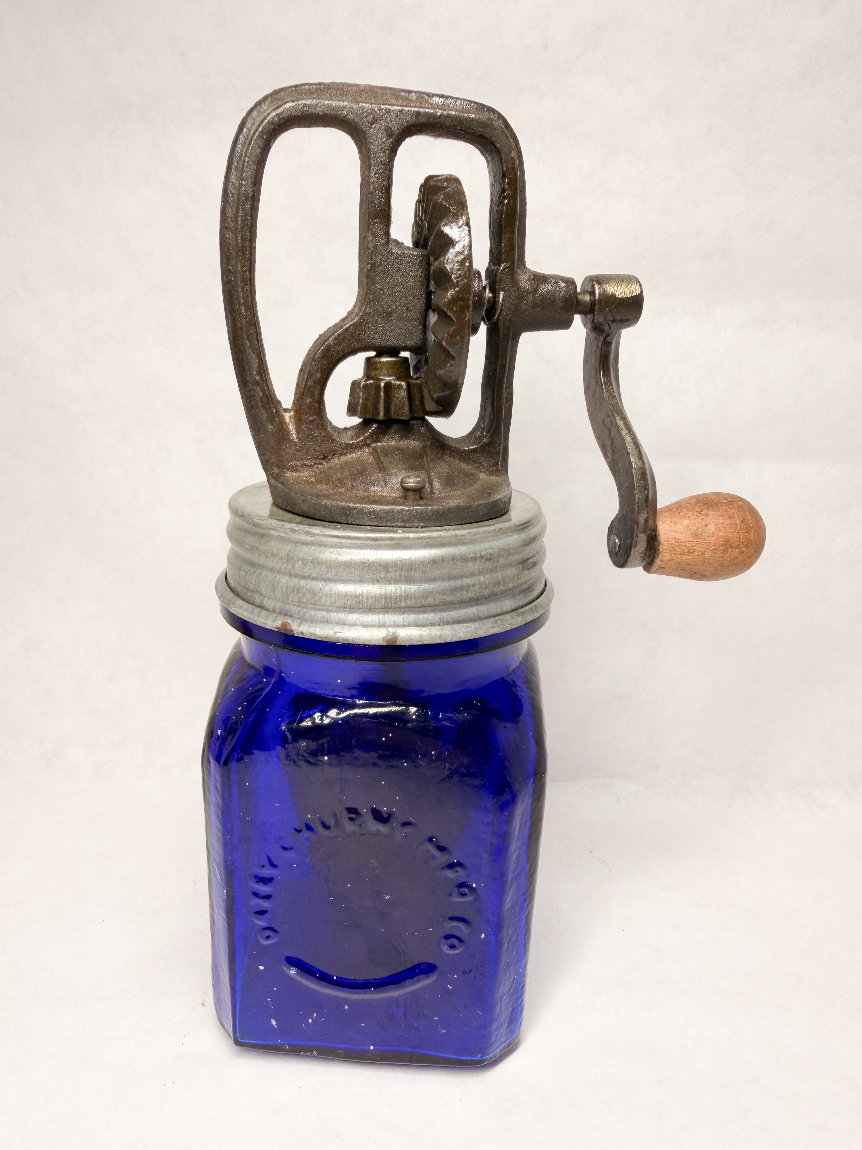 DAZEY COBALT GLASS BUTTER CHURN
