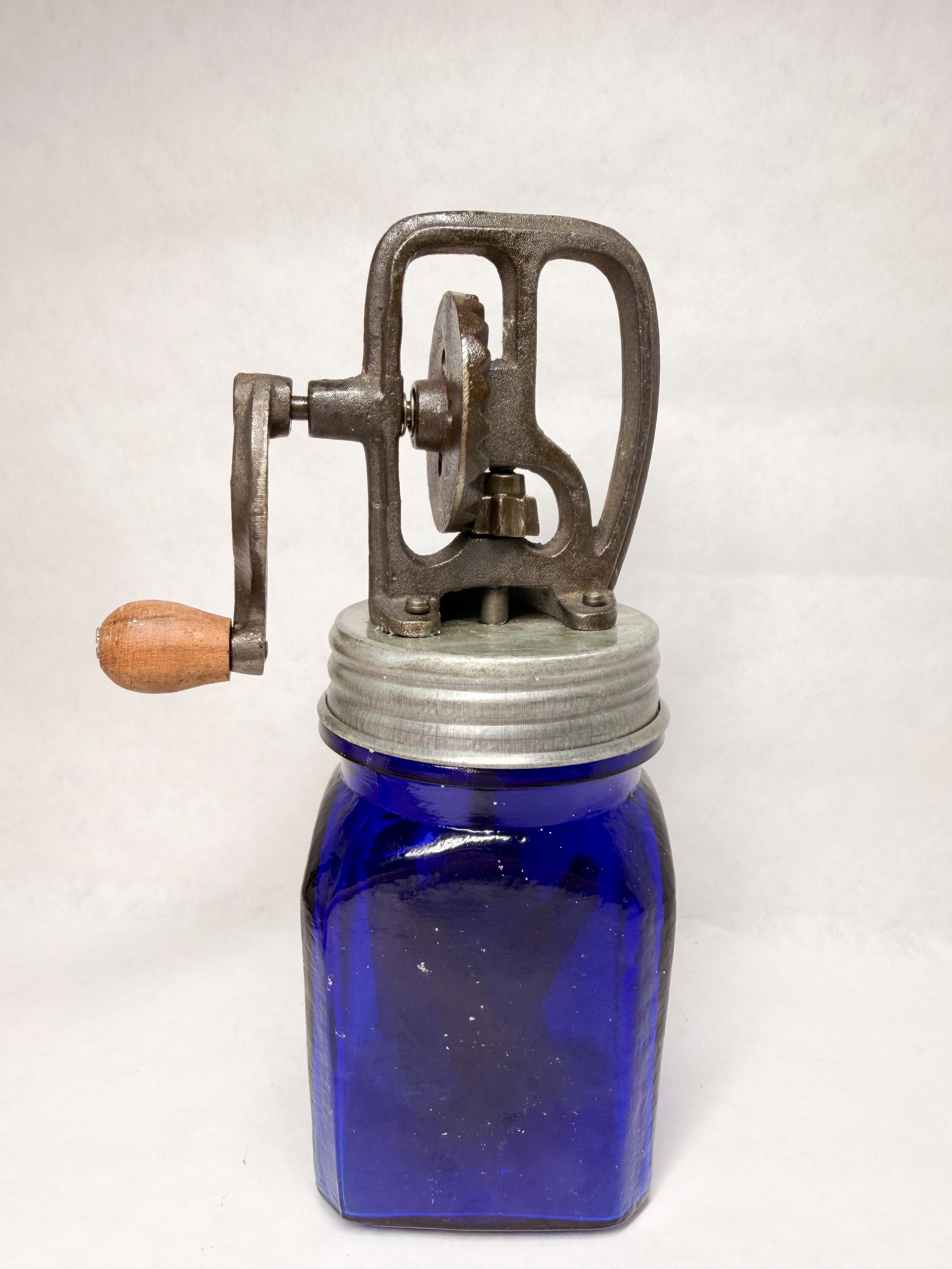 DAZEY COBALT GLASS BUTTER CHURN