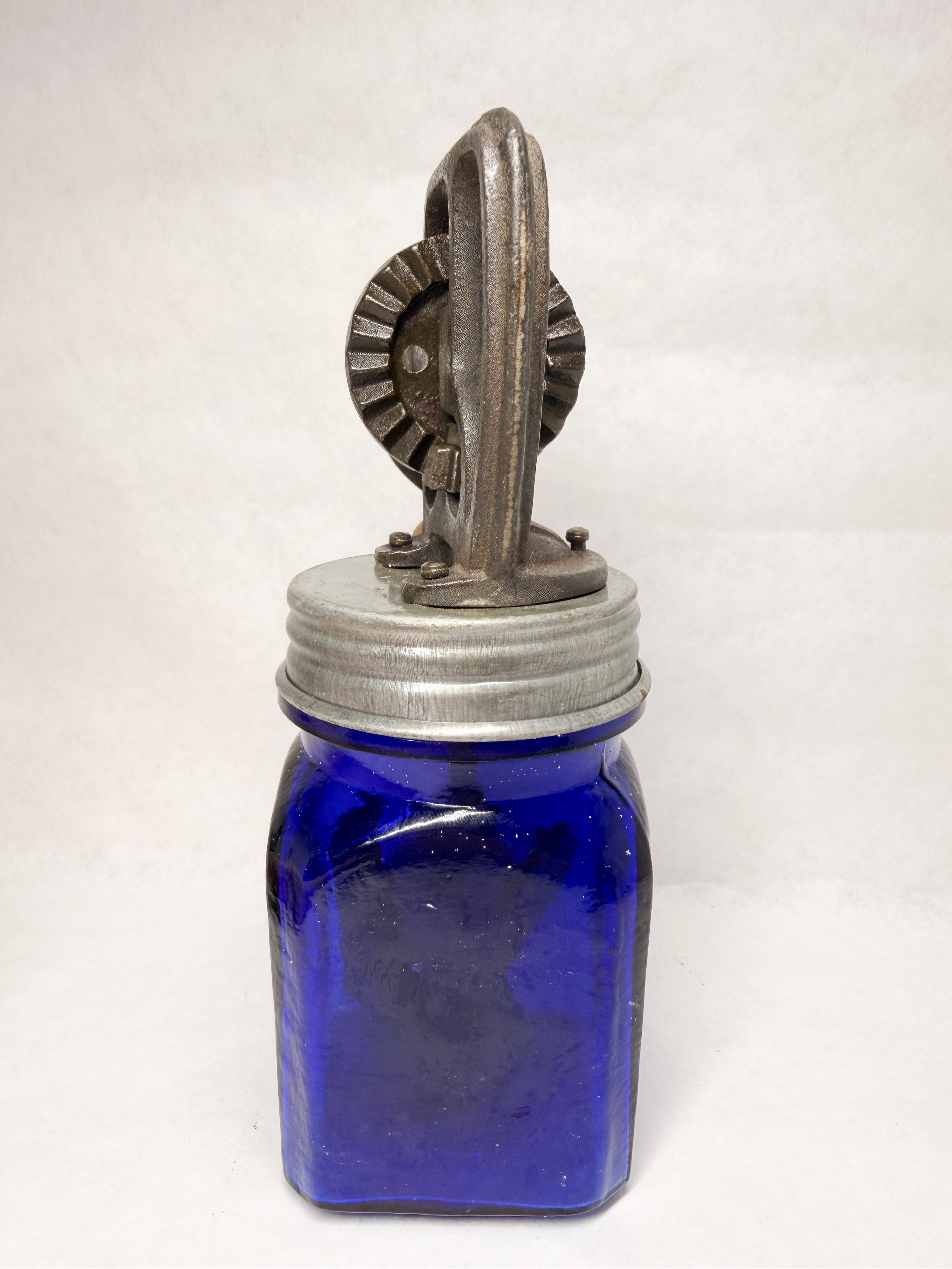 DAZEY COBALT GLASS BUTTER CHURN